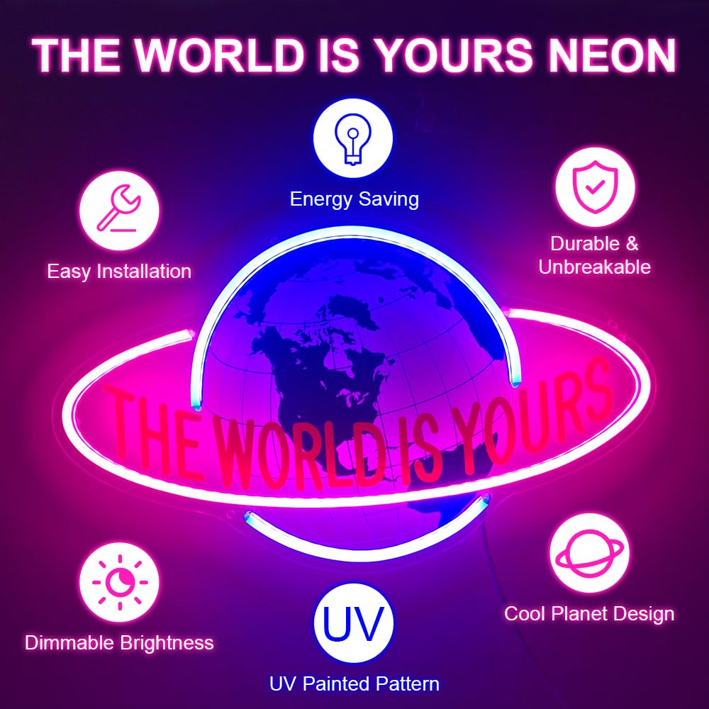 DIVATLA Neon Sign for Wall Decor, Cool  t Design, Dimmable LED, 15.7inx9.8in, Ice Blue & Red, Model KK-001