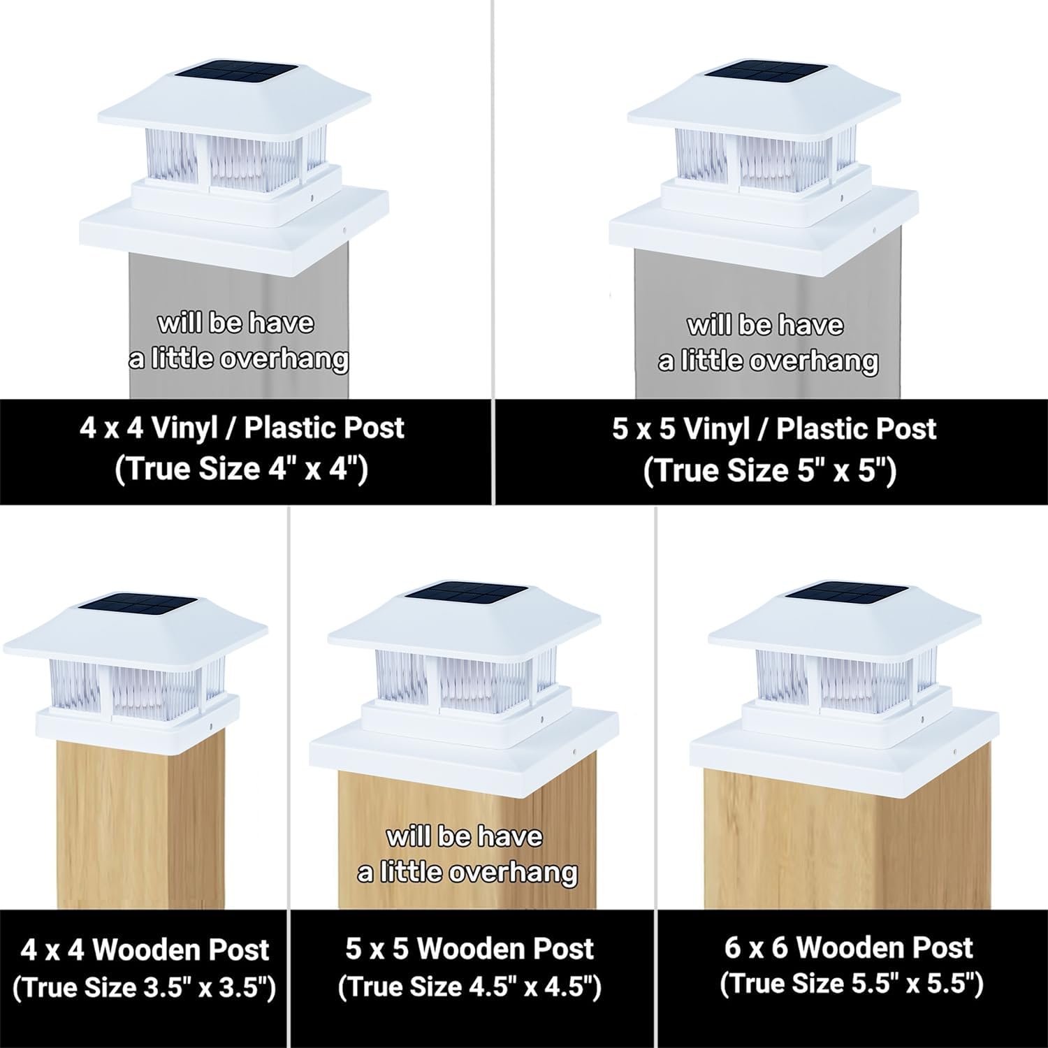 Dynaming Solar Flame Post Cap Lights, Waterproof LED for 4x4, 5x5, 6x6 Posts, White, Model B23556-8, 8 Pack