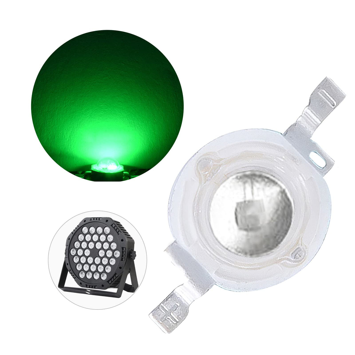(Pack Of 20) 1W Green Led Beads, Led Chip Lamp Bulb For Led Stage Lights