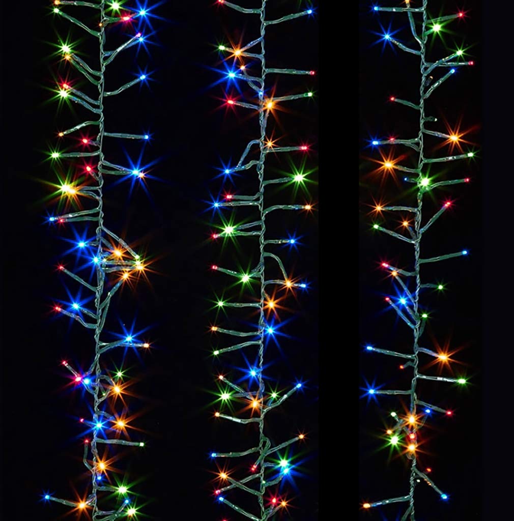Lumineo LED Multi-Colored Christmas Cluster Lights Set, 44.5ft Green Wire, Model 780093, Metal/Plastic