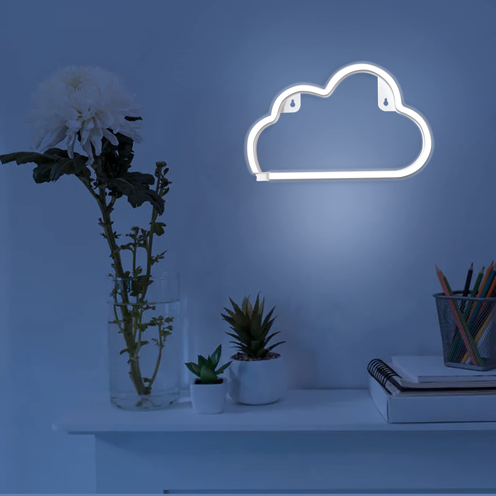 Bernicekelly Led Cloud Neon Sign - White Silicone Wall Light For Bedroom Decor, Usb/Battery Powered, Model Yyi-50