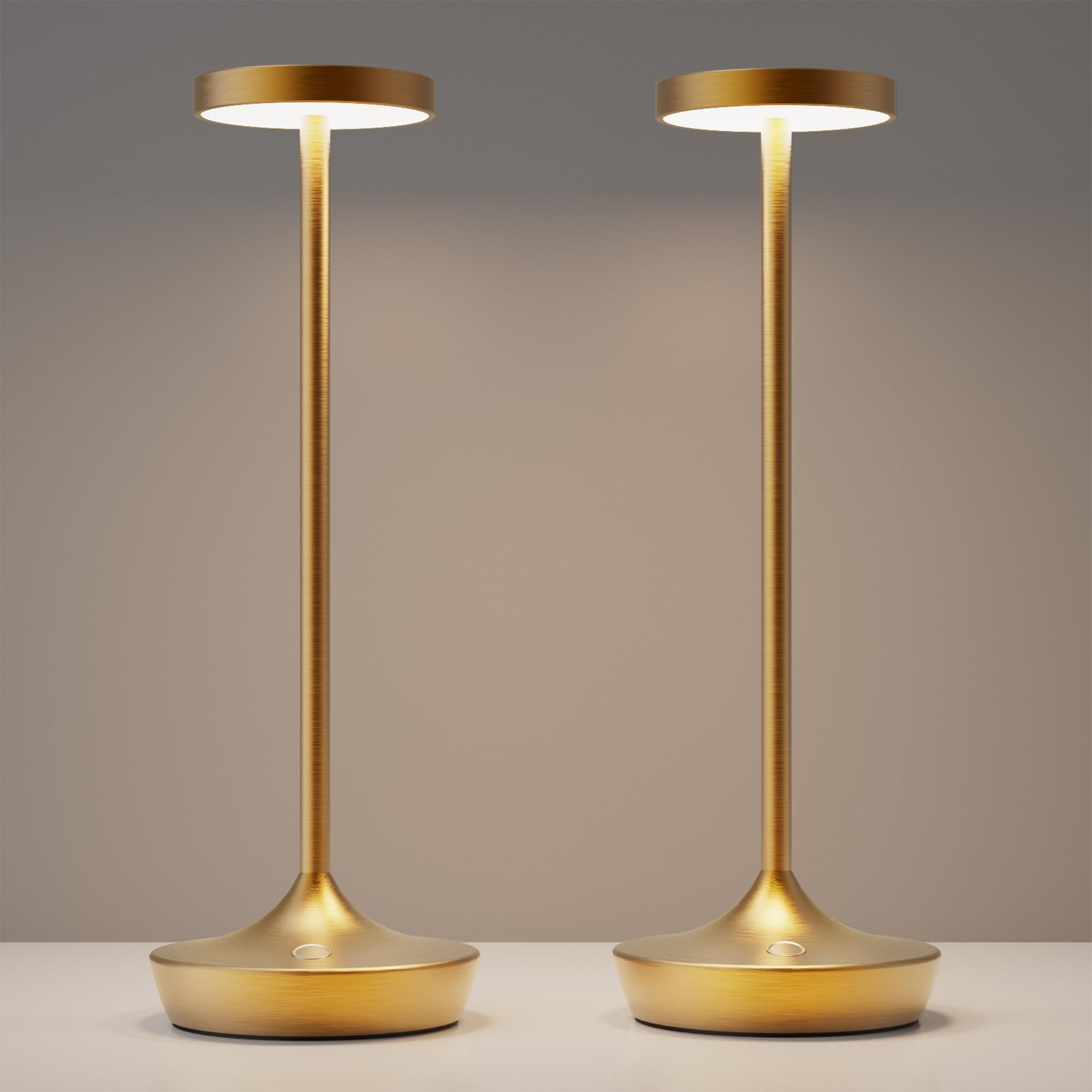 YHT Cordless Table Lamp, Rechargeable LED Desk Lamp, Waterproof 3-Color Touch, Gold 2P, Model X86