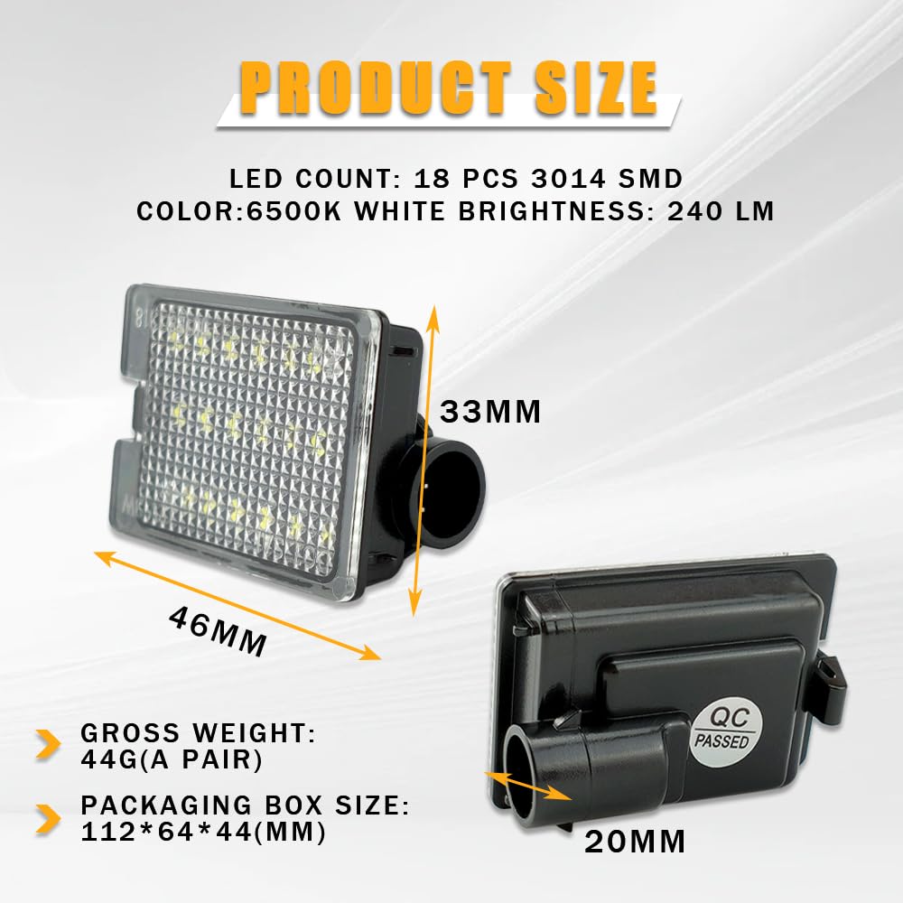 OTnhaee LED License Plate Light Assembly for Dodge Durango 2014-2020, 6500K Bright White, Direct Fit Replacement (2PCs)