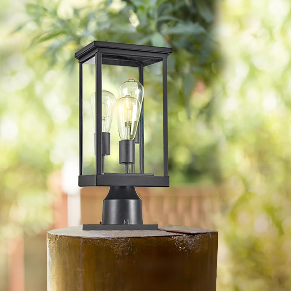 Design House Mayfield Outdoor Post Top Light With 3-Inch Pier Base Mount Fitter  Black  590299