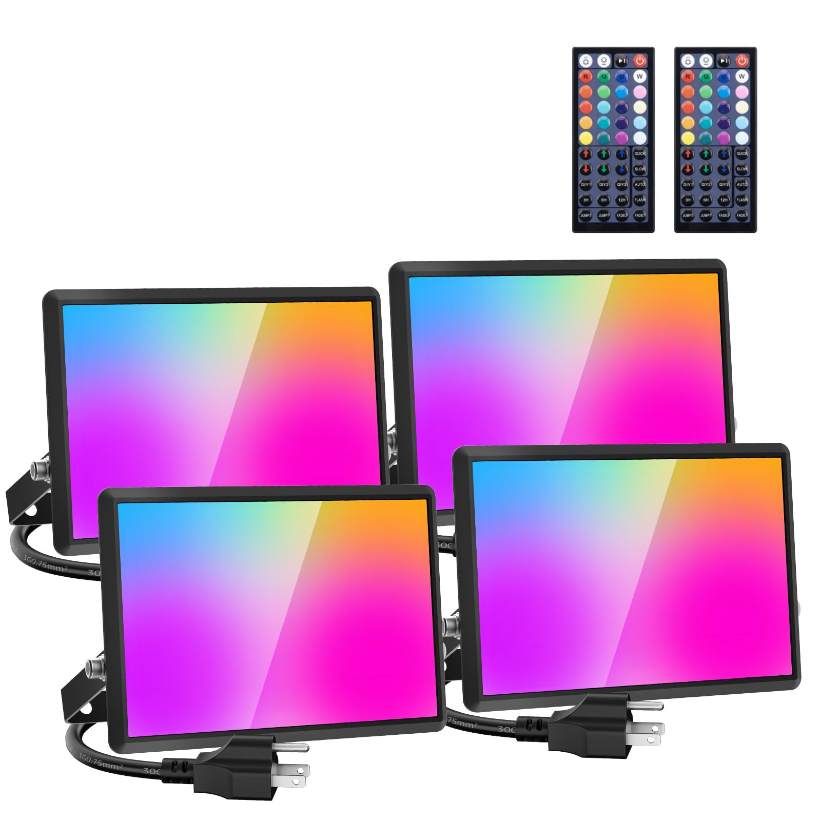 30W LED Flood Light Outdoor, 2700K Warm White RGB Flood Lights with Remote, DIY Color Changing Outdoor Lights, IP66 Waterproof U