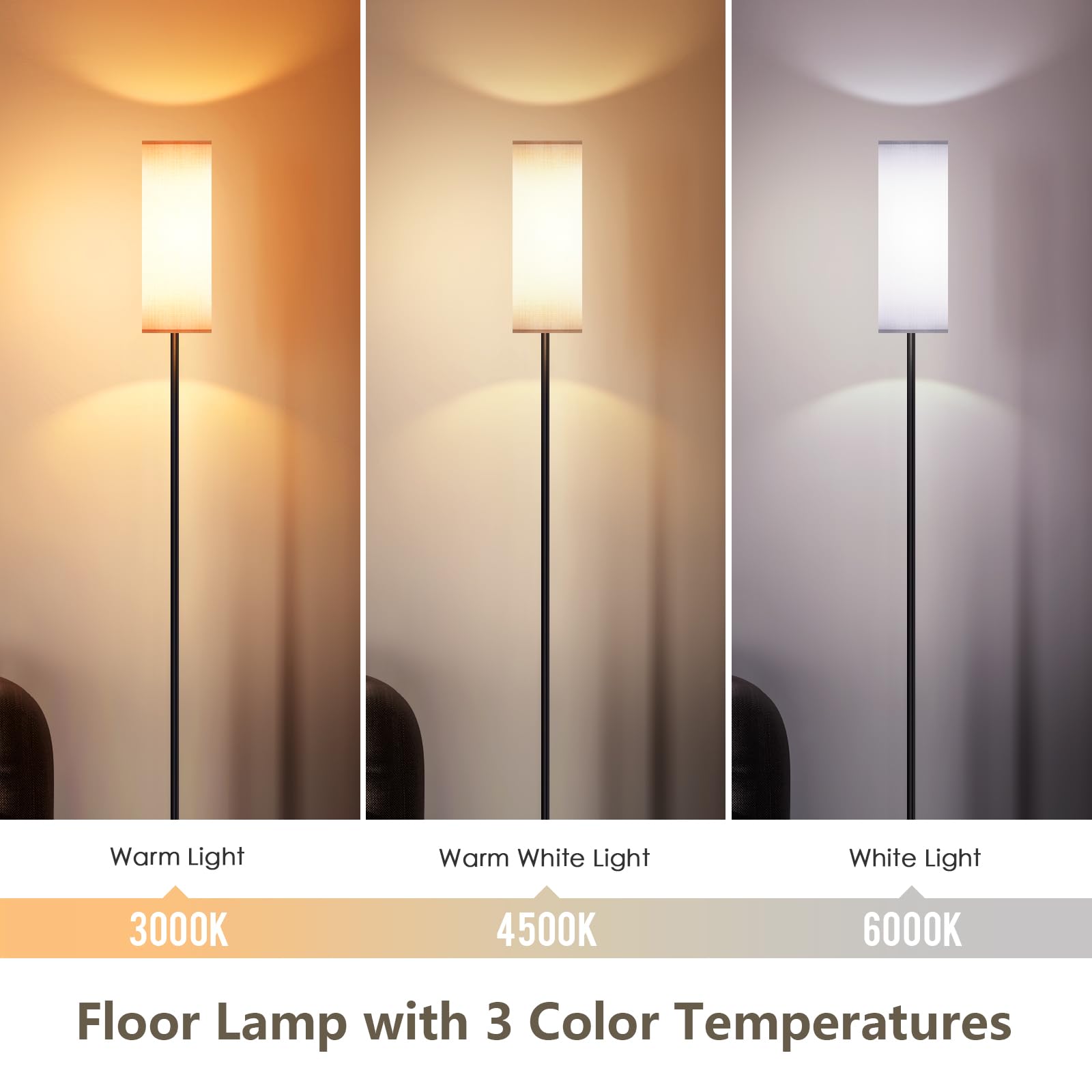 Lithomy Dimmable Floor Lamp - Modern 3 Color Temperatures, Industrial Design For Living Room, Beige
