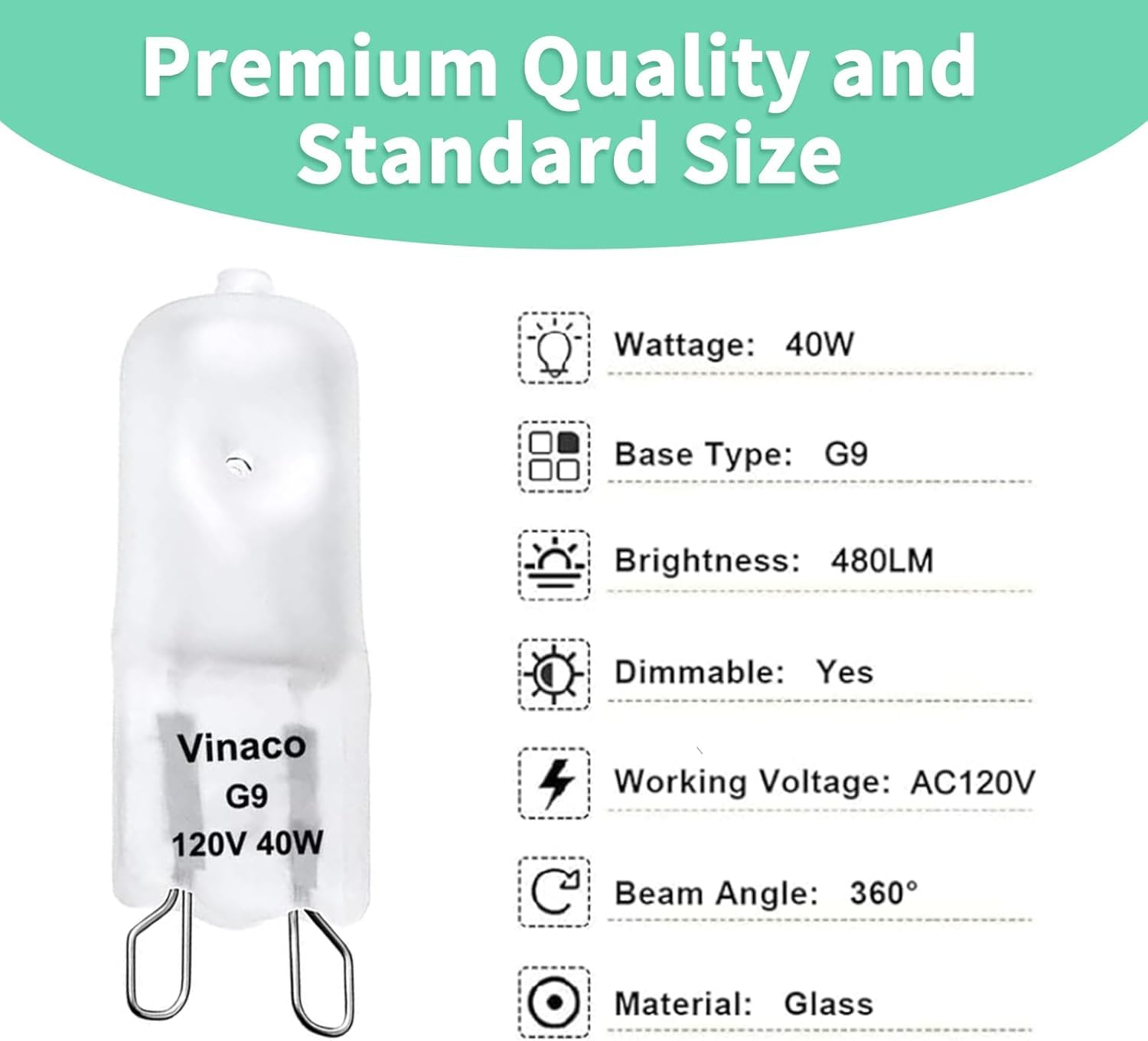 YAFIYGI 5-Pack G9 40W Halogen Bulbs, Frosted Lens, Bi-Pin Base, 120V - Ideal for Photography, Ceiling, Kitchen, Bathroom Lighting