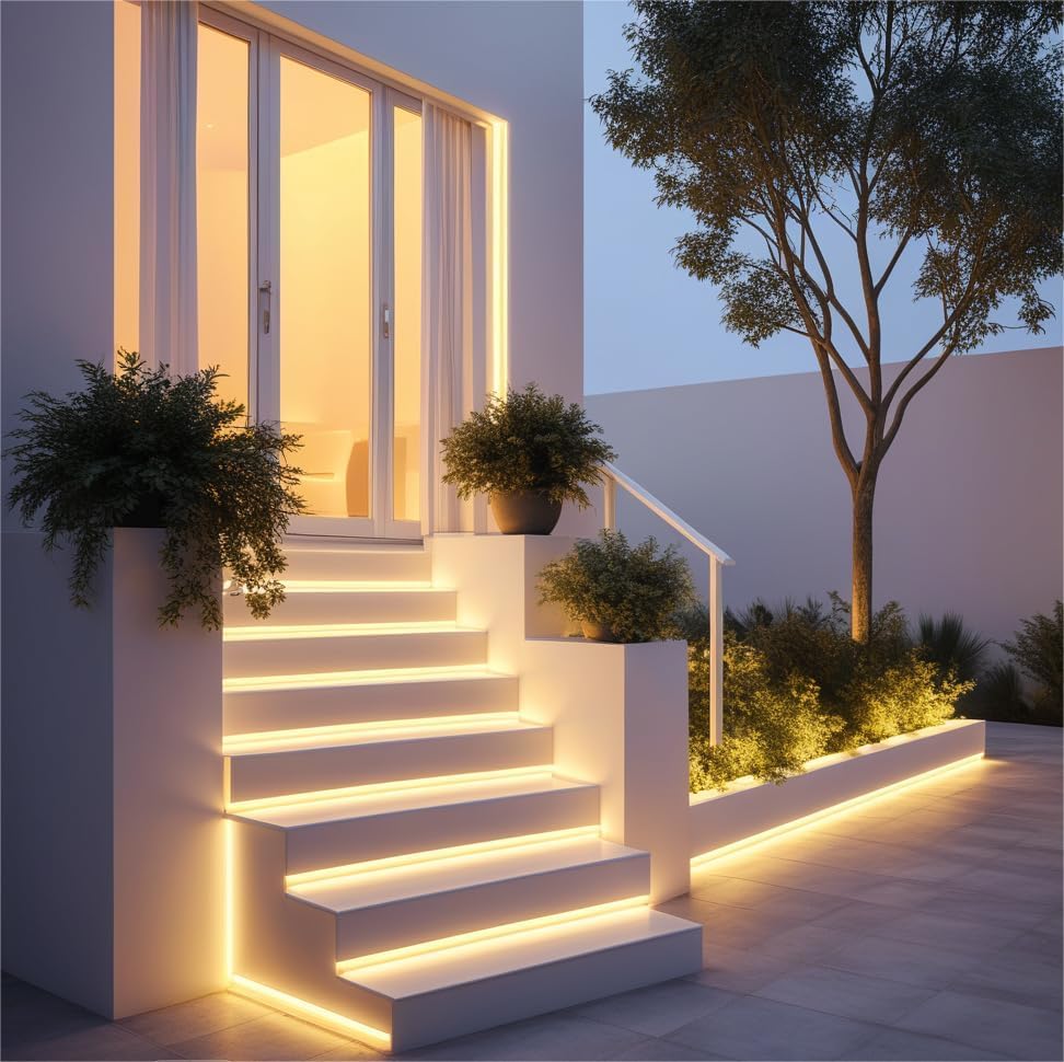 iNextStation 12V LED Strip Lights, 16.4FT Warm White, Waterproof, Dimmable, Cuttable, Flexible Silicone Neon Rope Light