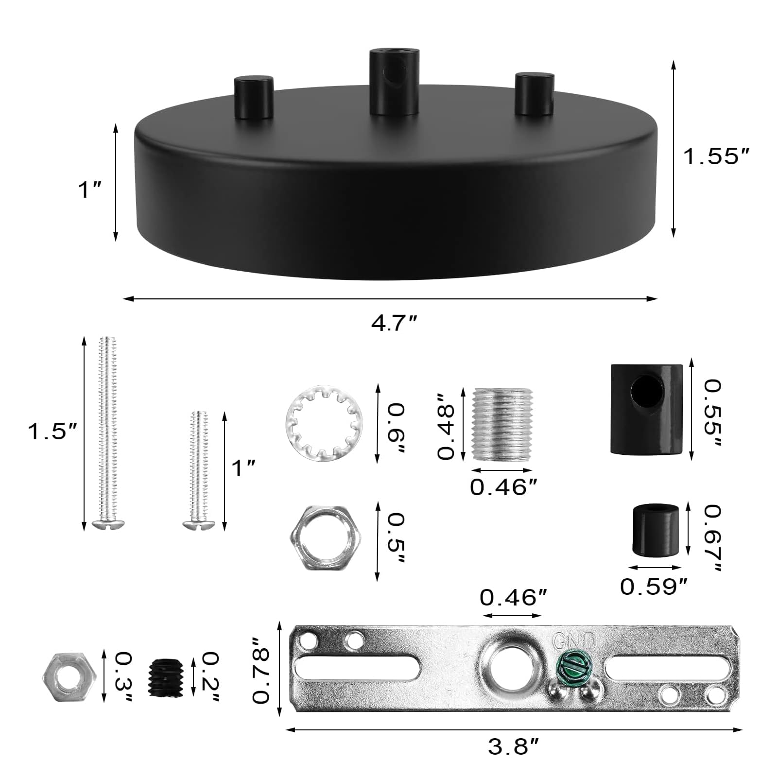 Sangle Sopffy Pendant Light Canopy Kit  4.7 Inches Ceiling Lighting Canopy Kit With All Mounting Hardware Modern Chandelier Ceiling Plate Cover For Pendant Lighting Fixtures  Black (Black)