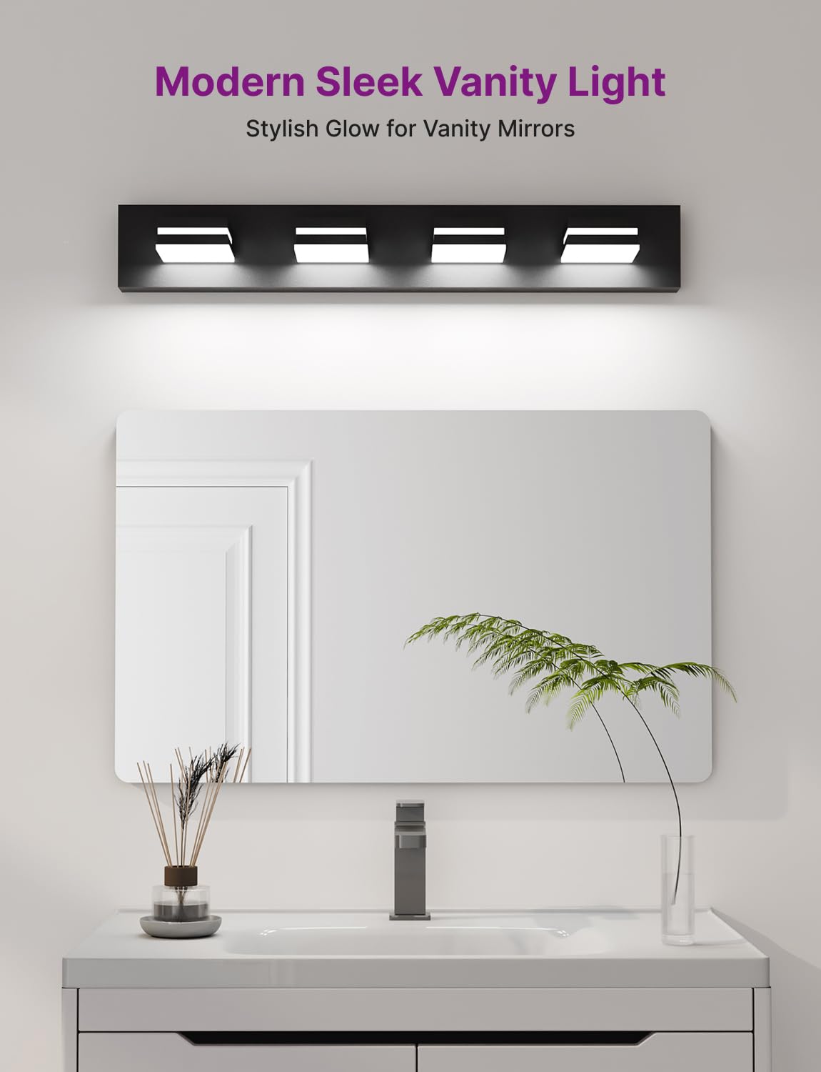 Likelgn 29 Vanity Light Over Mirror  4-Light Modern Bathroom Light Fixture With Rotatable Heads  5000K Daylight