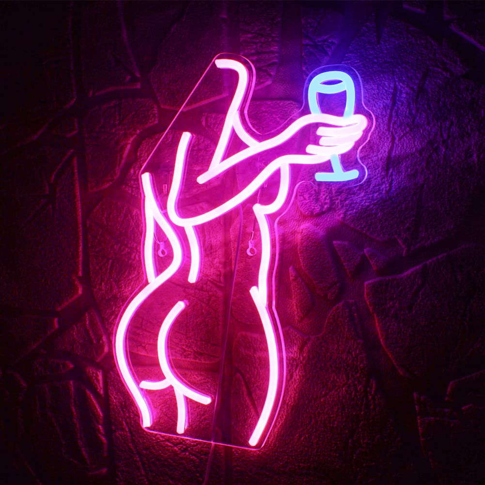 JURONGYILU Neon Sign - Dimmable LED Wall Decor Light - Pink Lady - USB Powered for Bedroom, Man Cave, Bar, Party