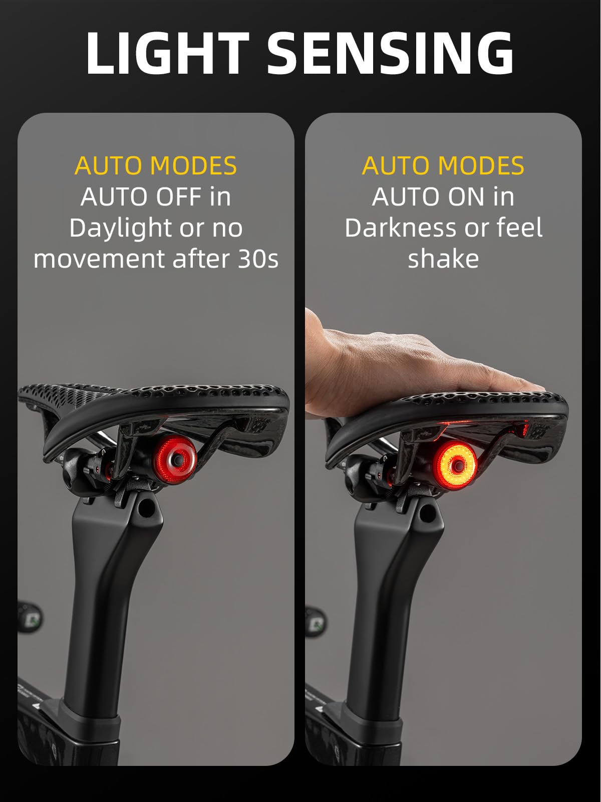 Rockbros Mini Bike Tail Light Smart Brake Sensing Rear Bike Light For Night Ipx6 Waterproof Type C Usb Rechargeable Cycling Safe