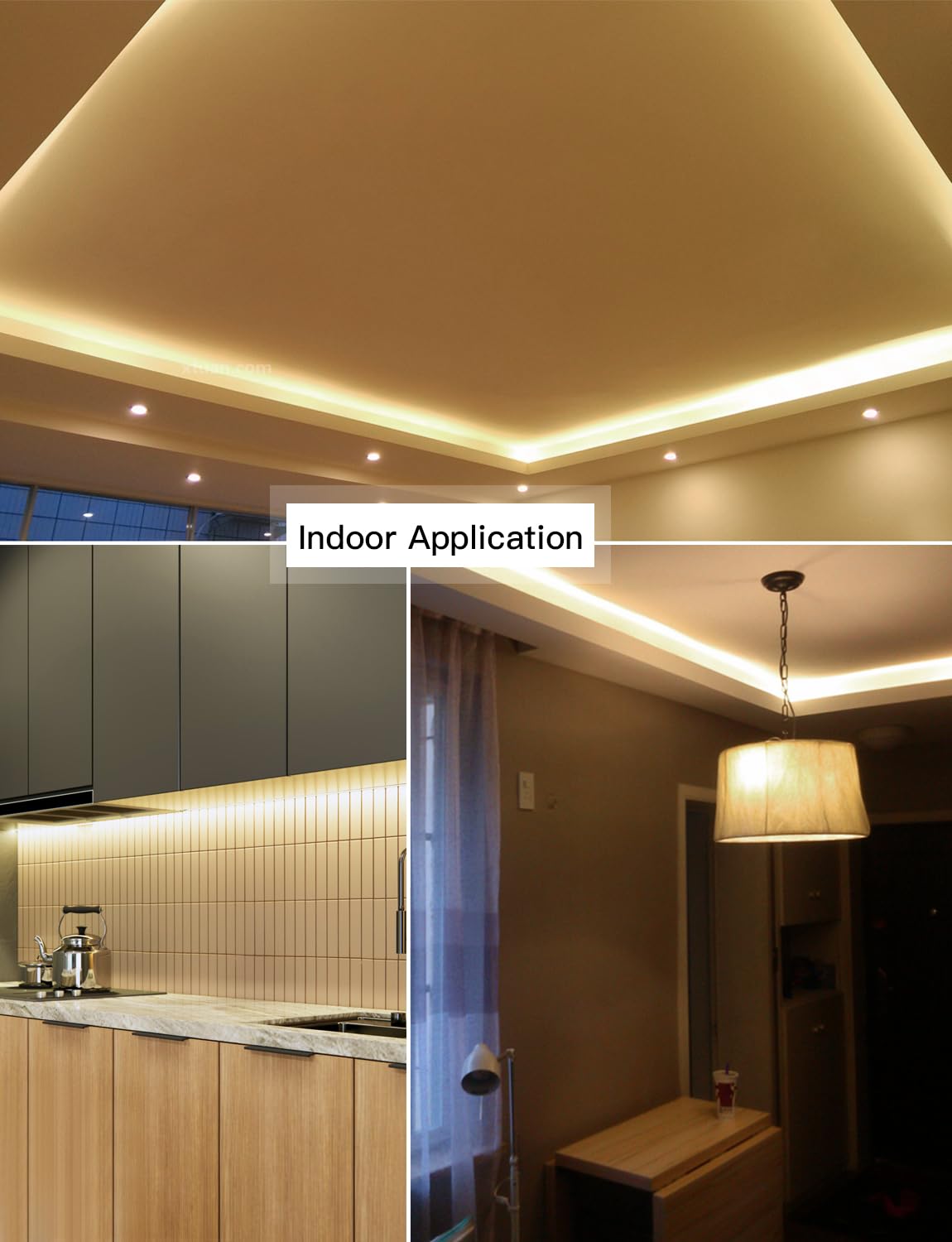 Aimengte 16.4Ft Led Strip Lights, Waterproof Warm White Under Cabinet Lighting For Home Decor