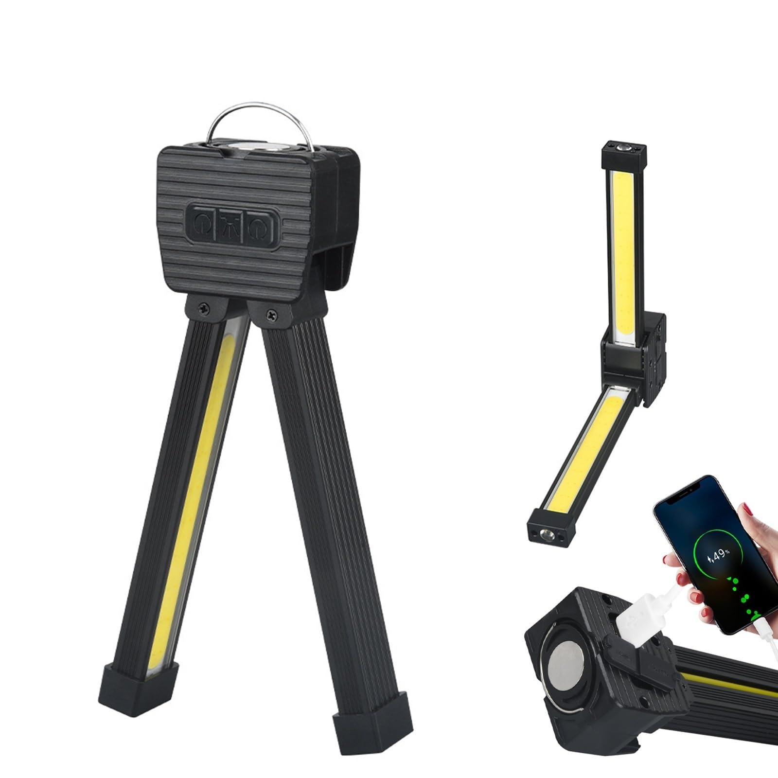 Gym Lamp for Posing,7th Gear Dimming,Portable Magnet LED Flashlight with Hanging Hook,Handheld USB Rechargeable Worklight,Magnet