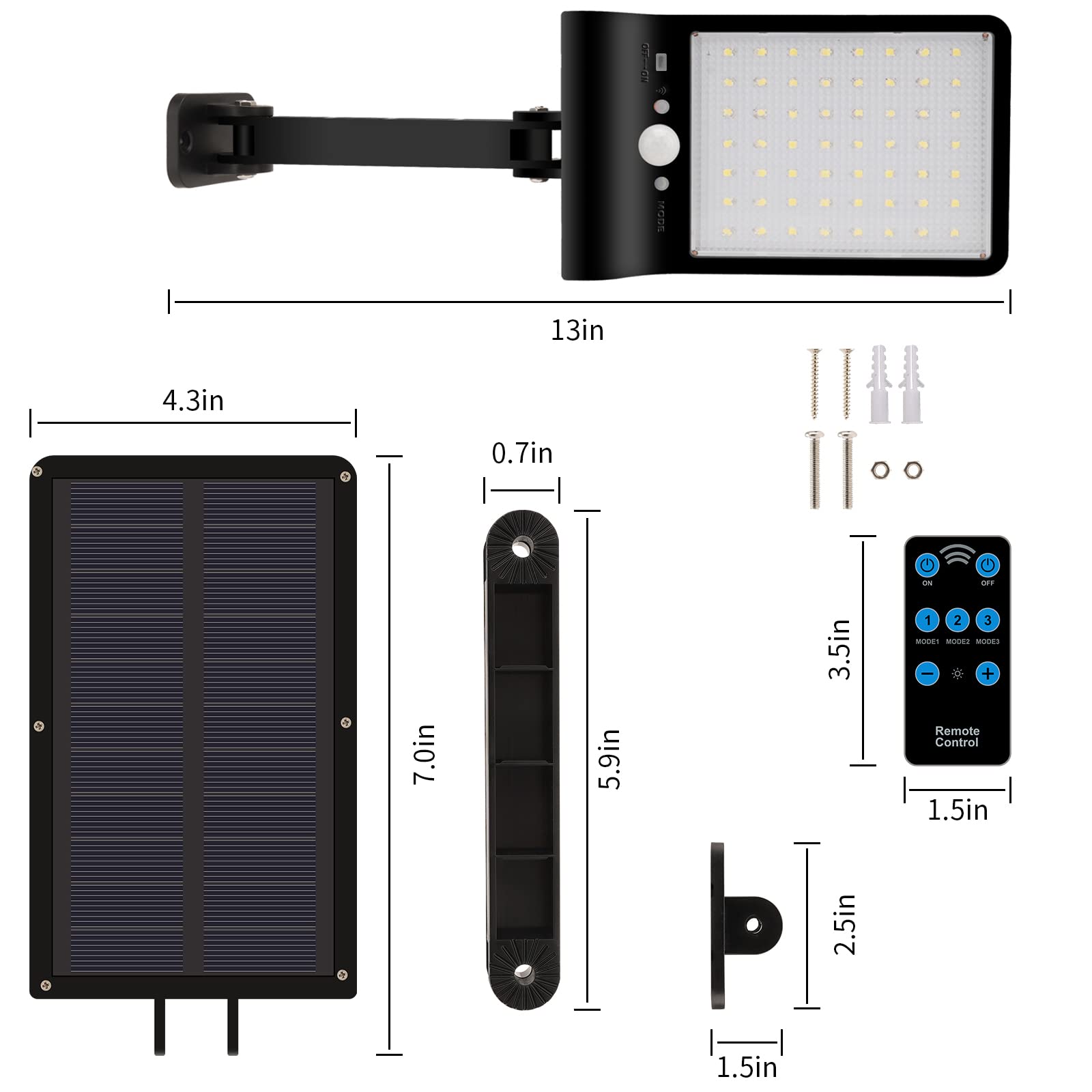 Aqonsie Solar Flood Light with Remote, 180° Adjustable, 56LED, 3 Lighting Modes, Black, 4 Pack