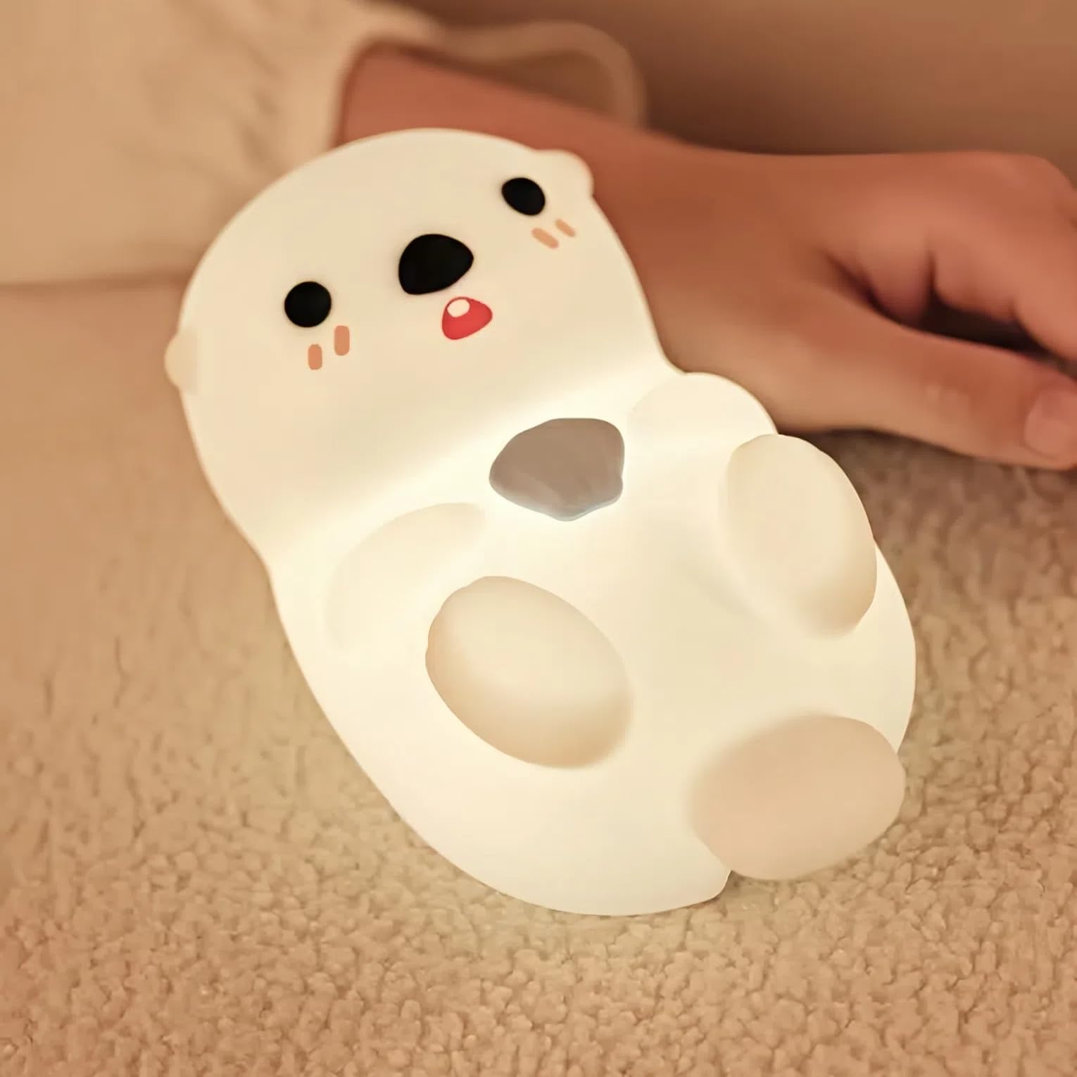 magical JD Cute Otter Night Light for Kids Bedroom, Animal Silicone Nursery Night Lamp Touch Sea Otter Nightlights USB Rechargea