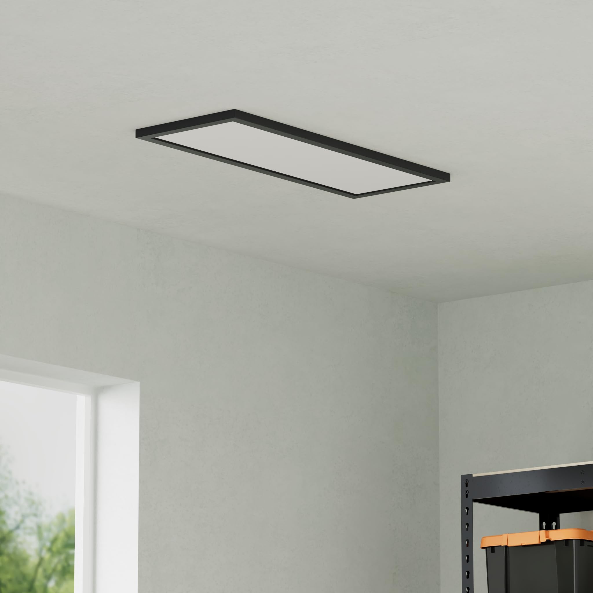 AIKVSXER 1x4 FT LED Flat Panel Light, 5500LM, 50W, Dimmable, Black, Model MC-BP14F-50KDN,