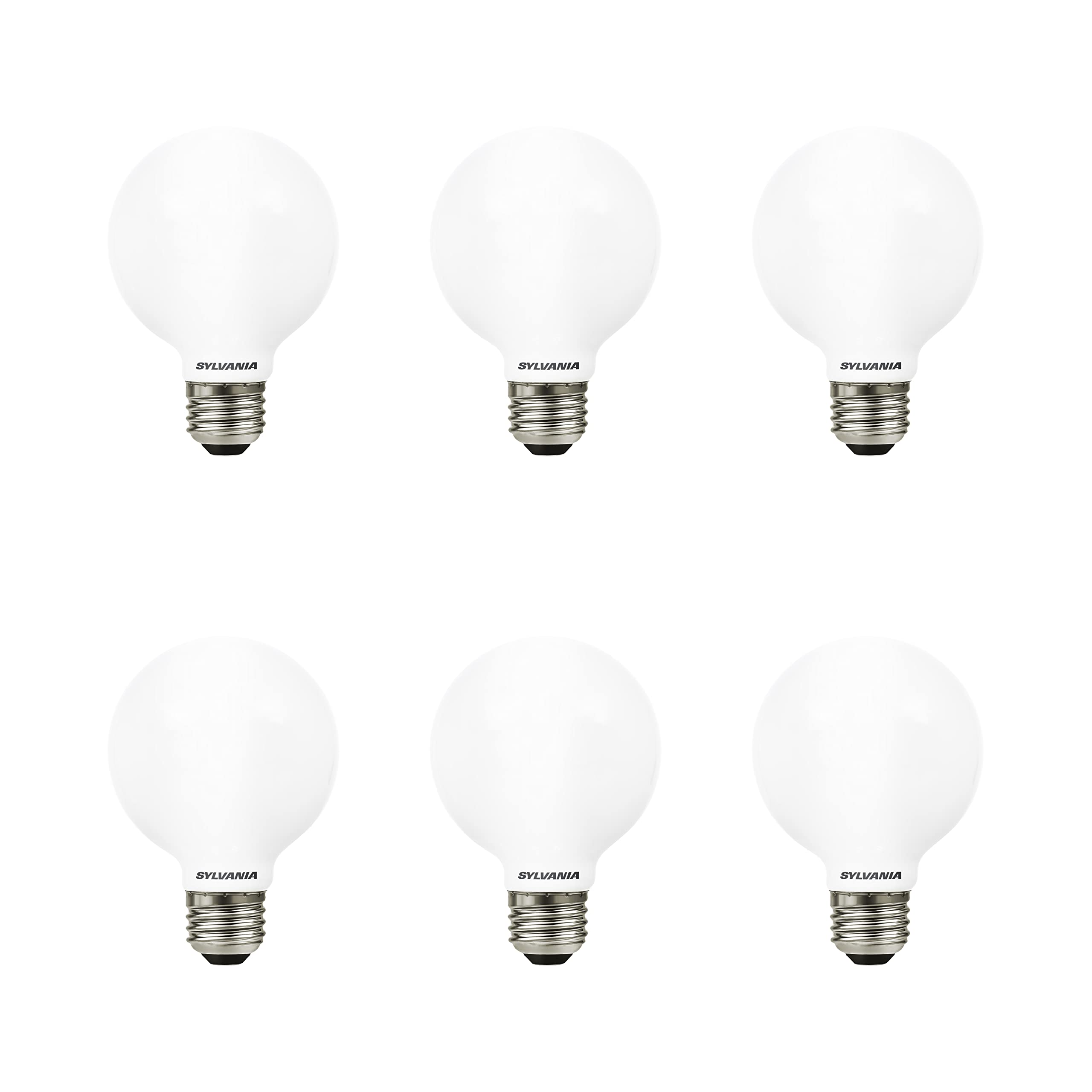 Sylvania LED TruWave Natural Series Globe G25 Light Bulb, 60W=6W, Dimmable, Frosted, 2700K, Soft White - 6 Pack (40889)