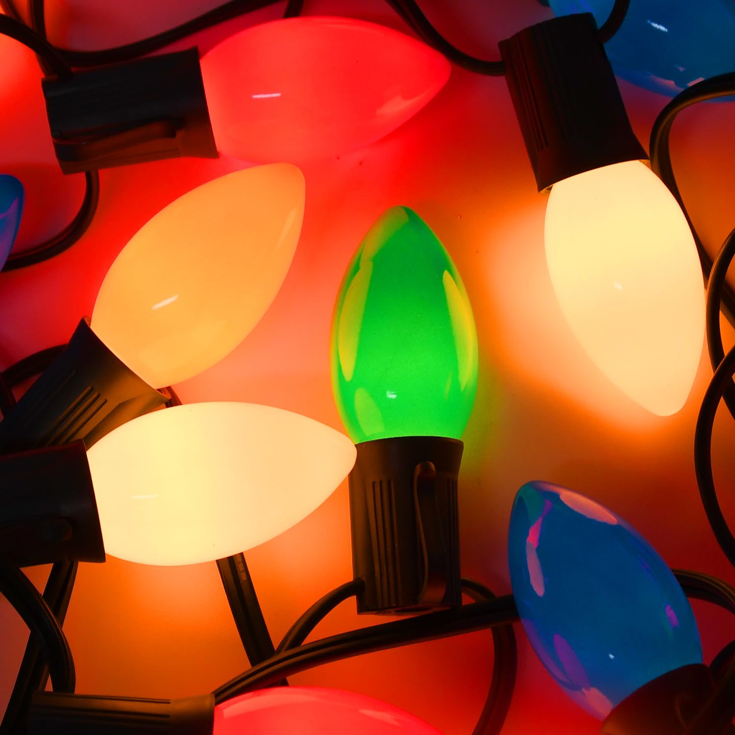 C9 Vintage Christmas Lights Outdoor Multicolor Christmas Tree Lights  25Ft Retro Multi-Colored C9 Christmas Lights For House Home Yard Tree Indoor Outdoor Christmas Decorations  25Pcs E17 Bulbs  7W