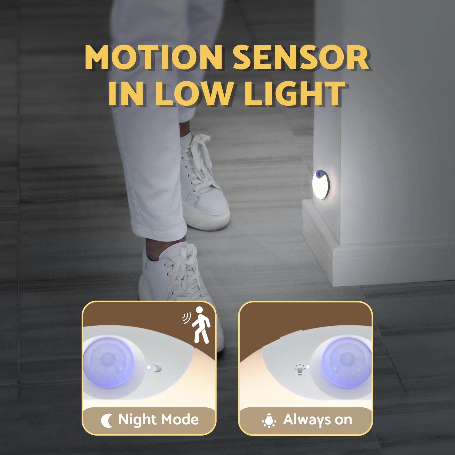DAZZY DOT Motion Sensor Night Light 2-Pack, Rechargeable, Dimmable, Magnetic, White, 3.17” x 0.93”, Model PLT-HKQ-