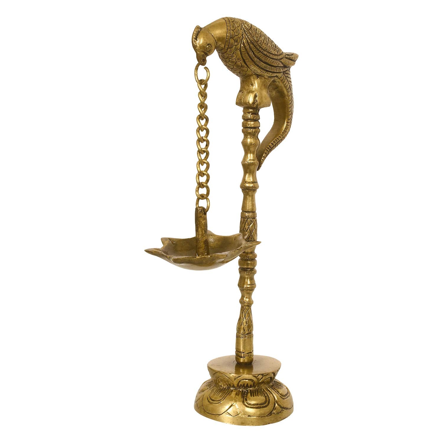eCraftIndia Decorative Handcrafted Brass Bird Wall Hanging with Diya for 7 Wicks
