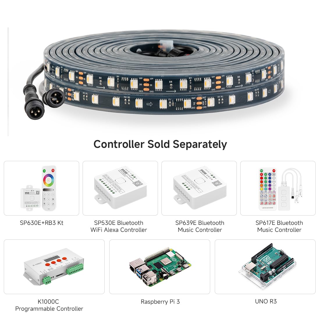 Btf-Lighting Ip68 Waterproof Outdoor Ws2814 Rgbw Ic Led Strip Rgb+Warm White(3000K)Addressable Dream Color 5050Smd Light Dc24V 16.4Ft 60Leds/M 10Pixels/M Can Work Under Water(No Adapter Or Controller)