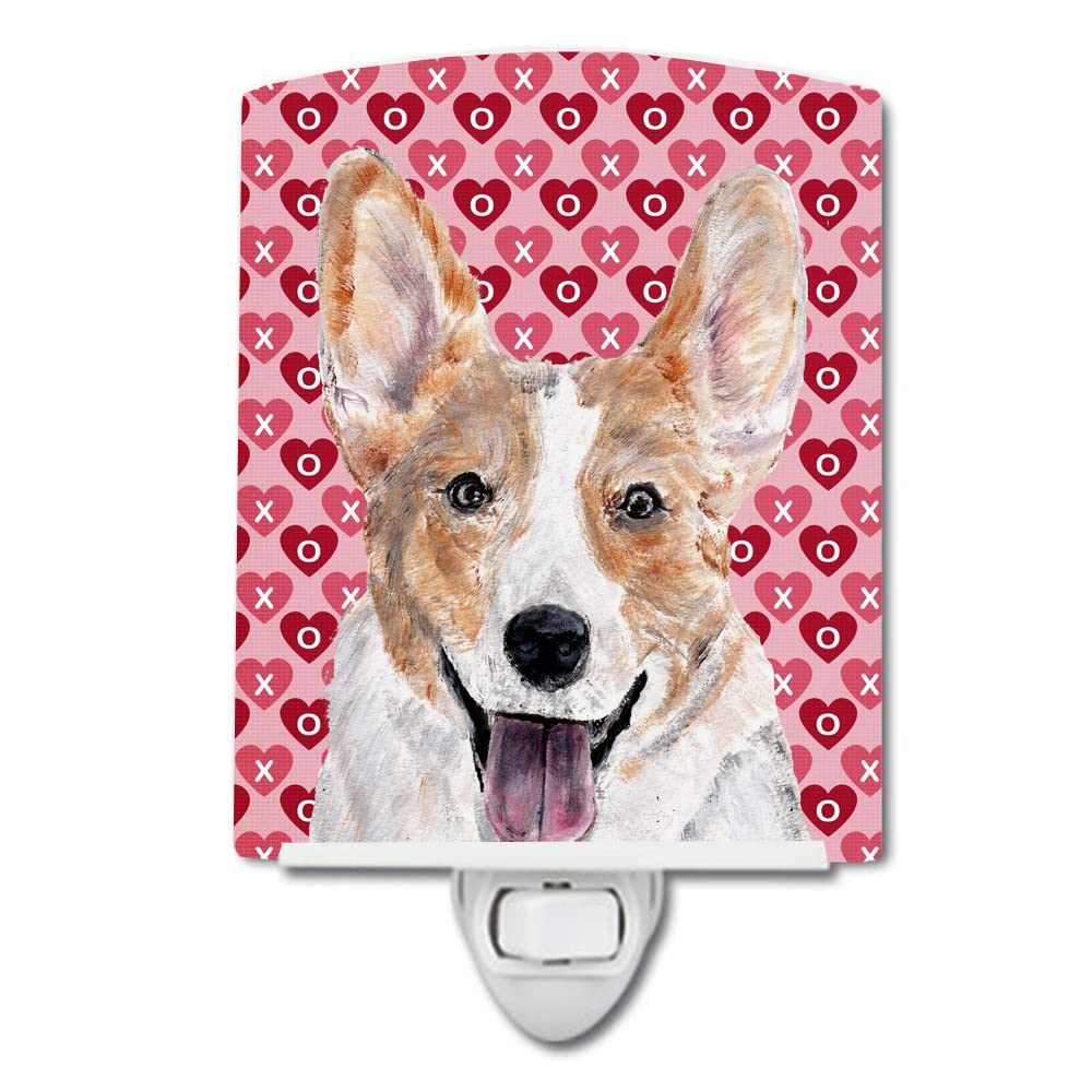 Carolines Treasures Ceramic Night Light, Cardigan Corgi Hearts, 6x4x3in, Multicolor, Model SC9696CNL