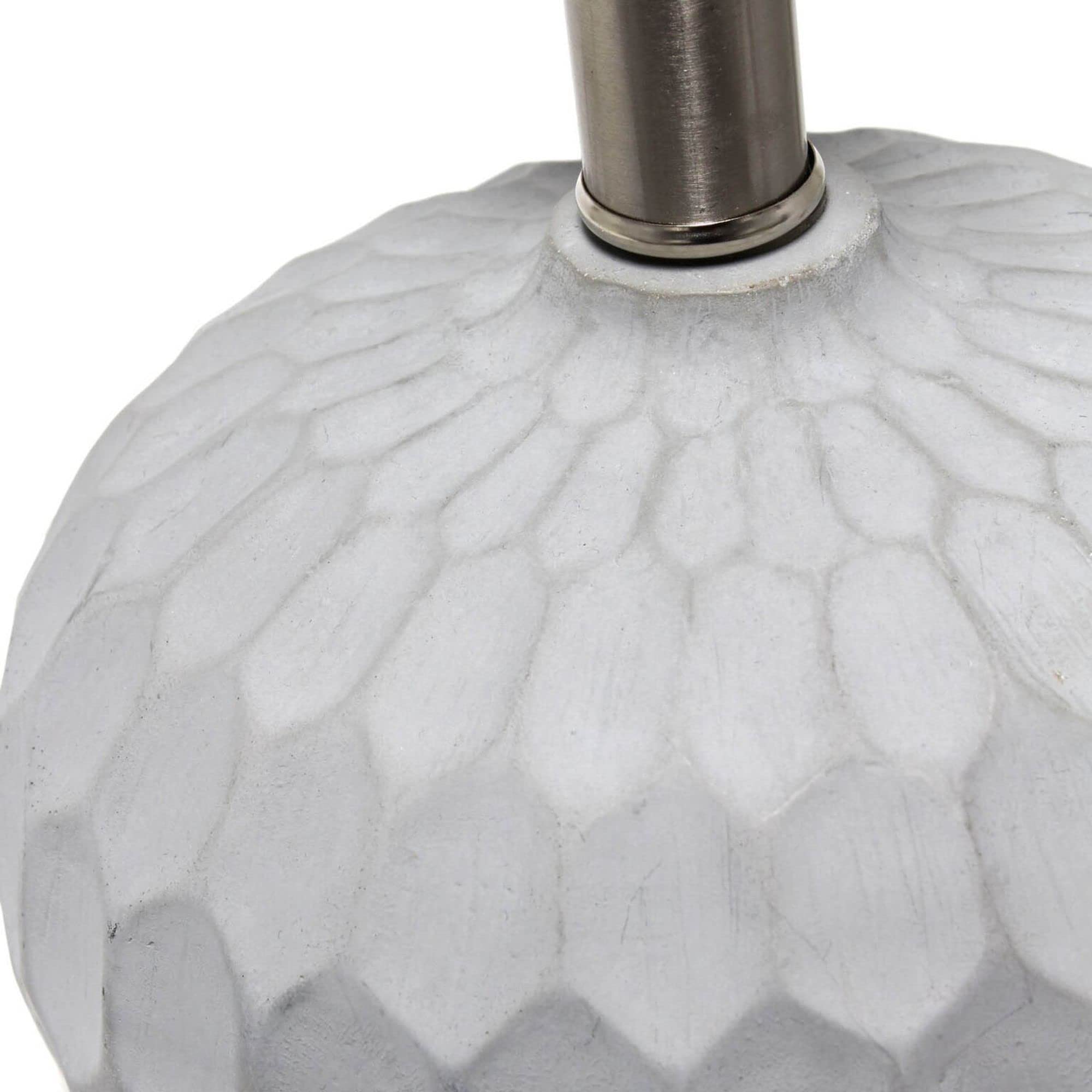 LALIA HOME Modern Concrete Table Lamp with White Fabric Shade, Model LHT-5007-WH, Concrete/Linen White