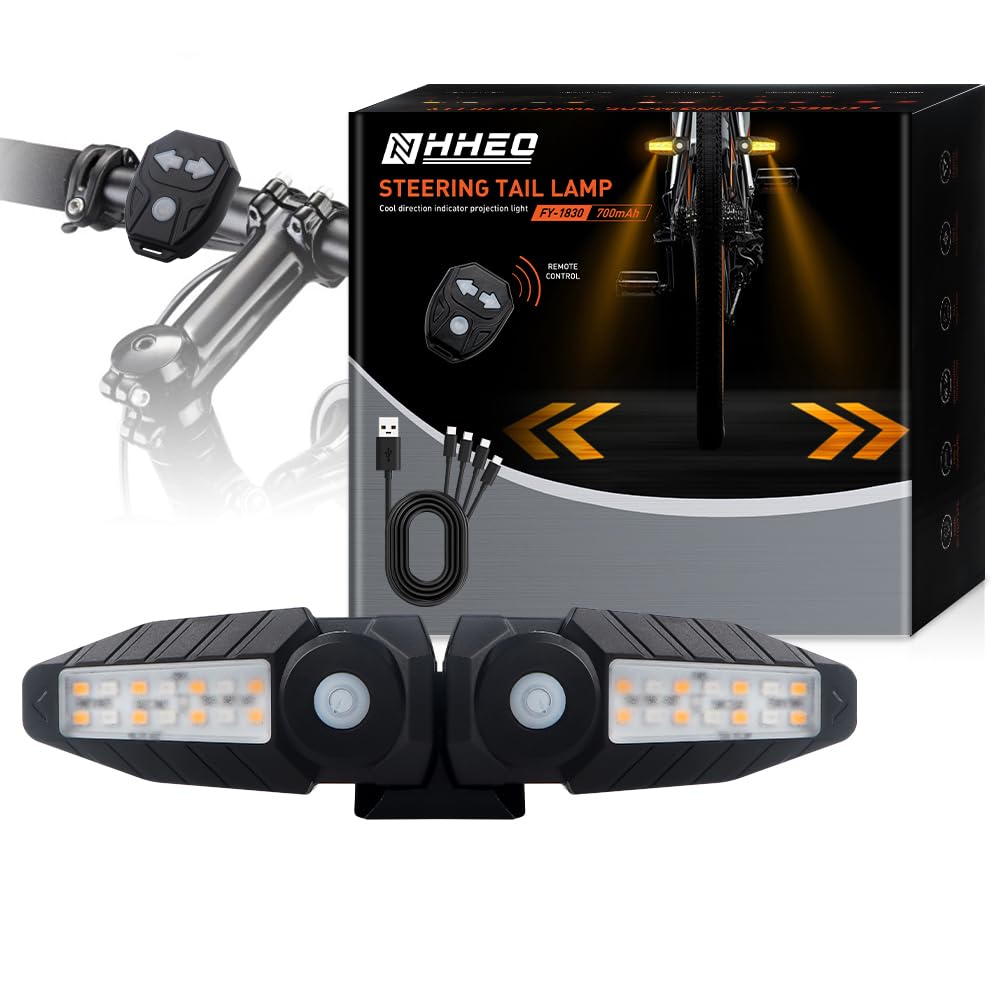 Bike Tail Light with Ultra-Bright Turn Signal Projection  5 Modes-Wireless Horn Alarm Bicycle Tail Light 30 LED IPX4 Waterproof USB Rechargeable Rear and Front Cycling Lights for Road Safety(2Pcs)