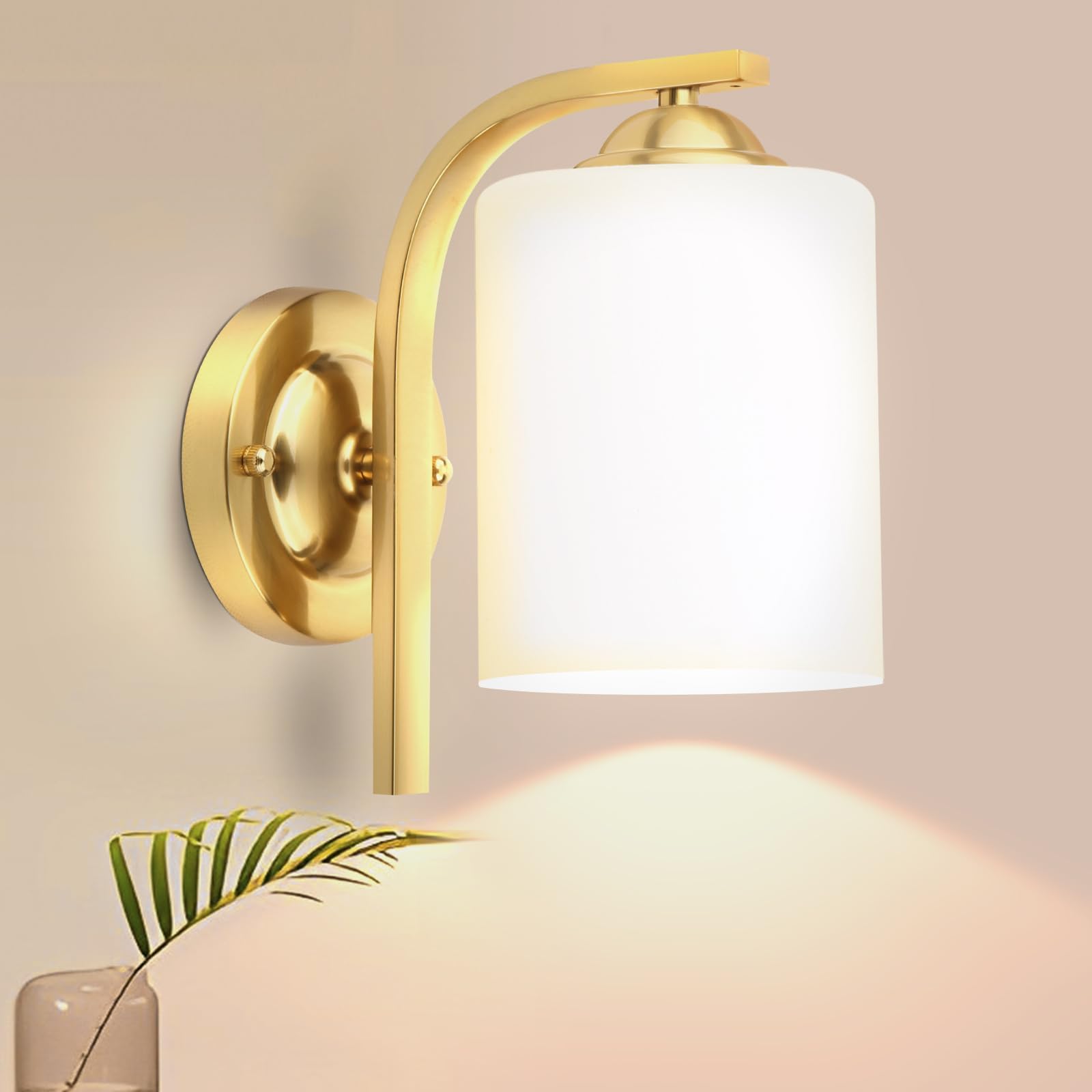 CANMEIJIA Gold Wall Light Fixtures, Wall Sconce 1 Light, Gold Wall Lamp Bathroom Vanity Lightting for Mirror Bedroom Hallway Kit