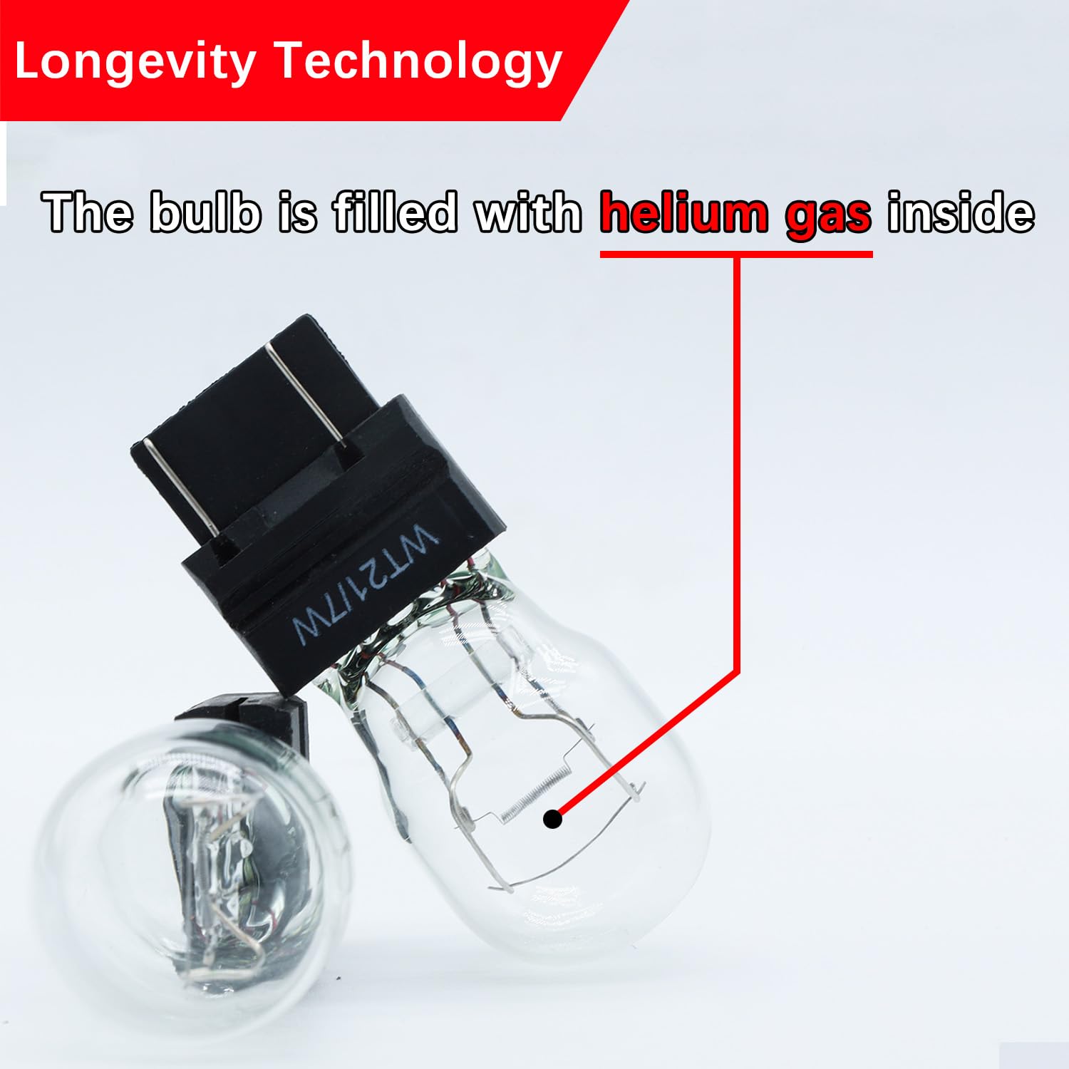 FAXCARS WT21/7W Halogen Rear Tail Brake Turn Signal Light Bulb, 12V 21W, Long Life, White, Pack of 2