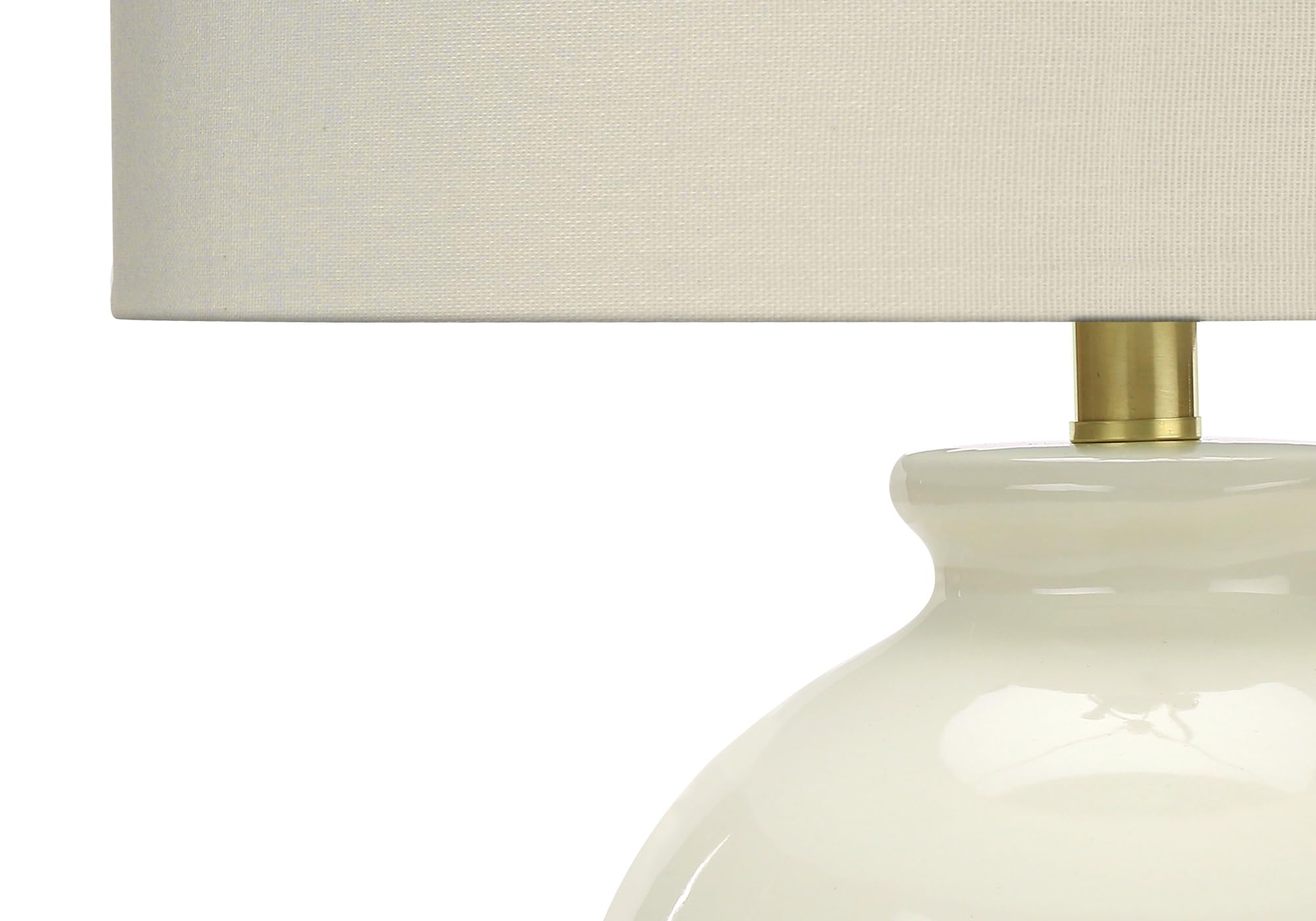 Monarch Specialties I 9625 Table Lamp, Cream Ceramic, Ivory/Cream Shade, 16inL x 16inW x 26inH
