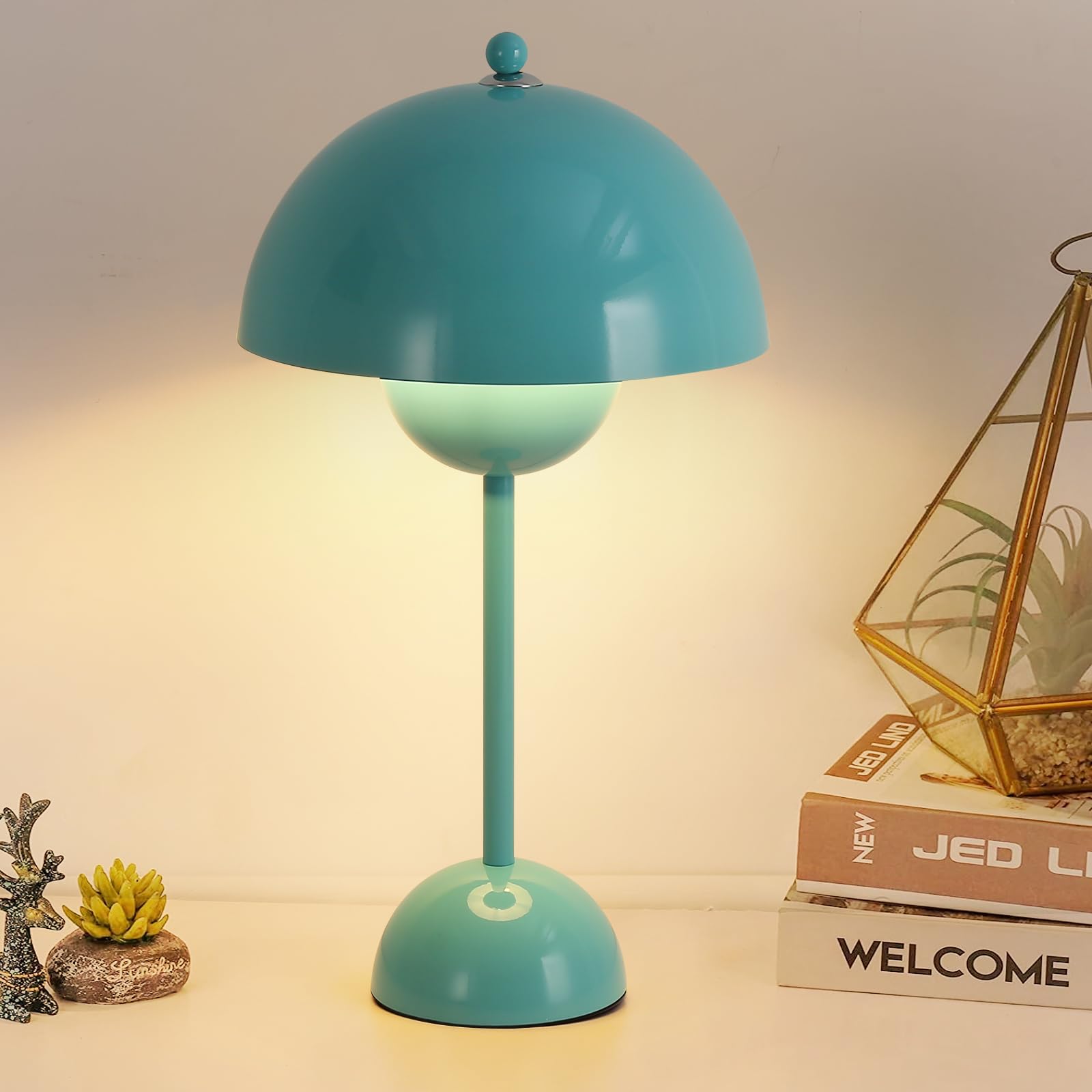 COSYLUX Modern Table Lamp - Metal Dome Shade, Light Green, Ideal for Bedroom, Office, Nightstand, Kids Room