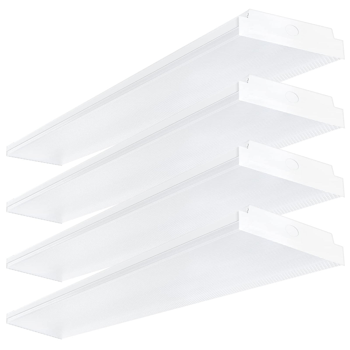 Antlux 4Ft Led Wraparound 40W Shop Lights For Garage, 4400Lm, 4000K, 4 Foot Crystal Led Wrap Light, 48 Inch Integrated Linear Strip Flush Mount Office Workshop Ceiling Lighting Fixture, 4 Pack