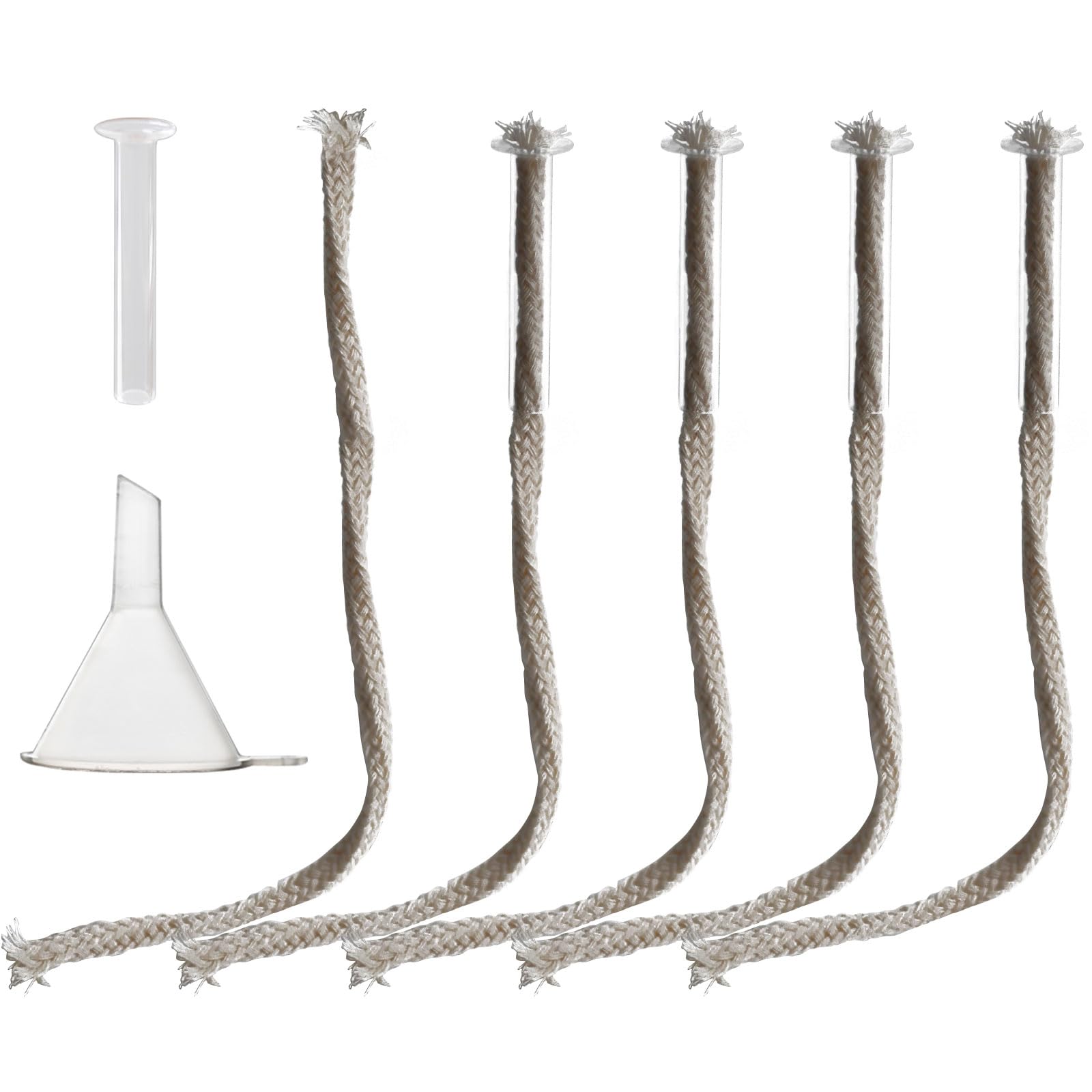 GXFCCYXT 5 Pieces Glass Tube Holder Wick Replacement Cotton Torch Wicks with Glass Tube Holder and Oiling Funnel for Small Oil Lamp Alcohol or DIY Oil Lamps Burner