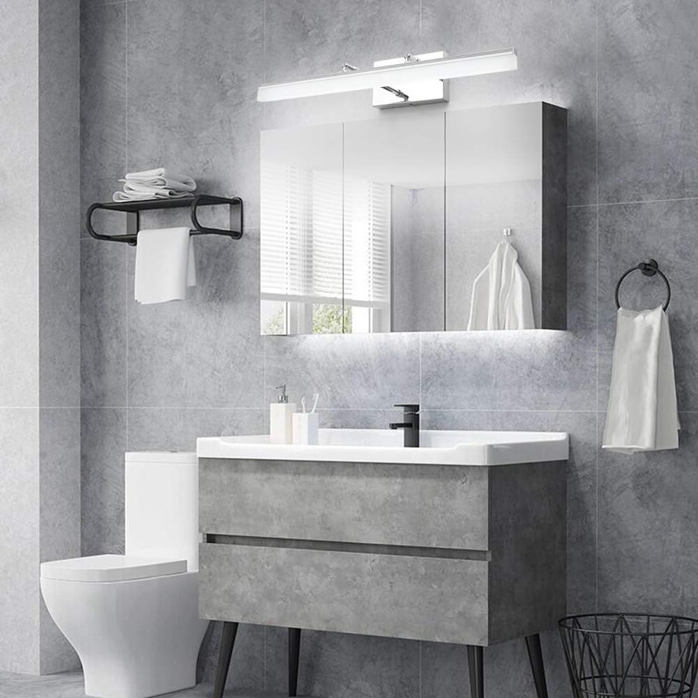 Aipsun 24" Modern LED Vanity Light Fixture, Chrome Stainless Steel, Model 6480, Adjustable Bathroom Lighting Over Mirror, 5500K