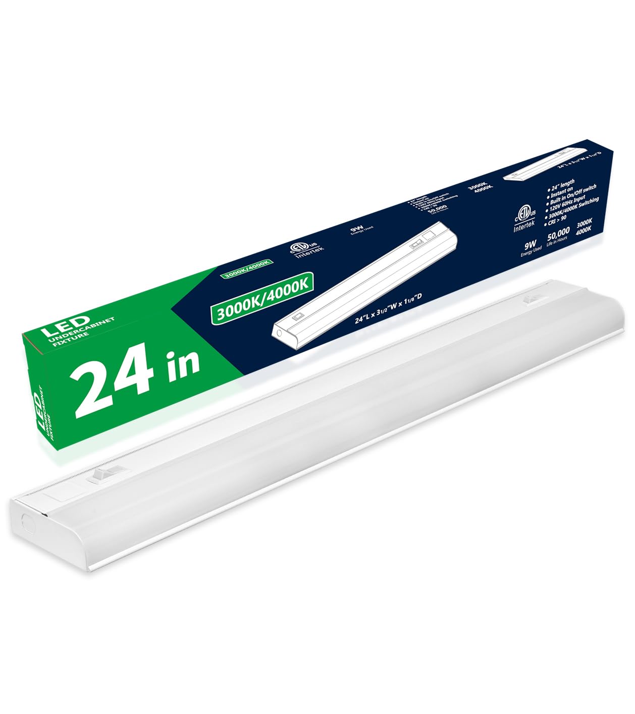 harrrrd 24 Inch Hardwired Under Cabinet Lights, Dimmable, 3000K/4000K, Metal, Model L/UCD/23/009/934/XXX/001