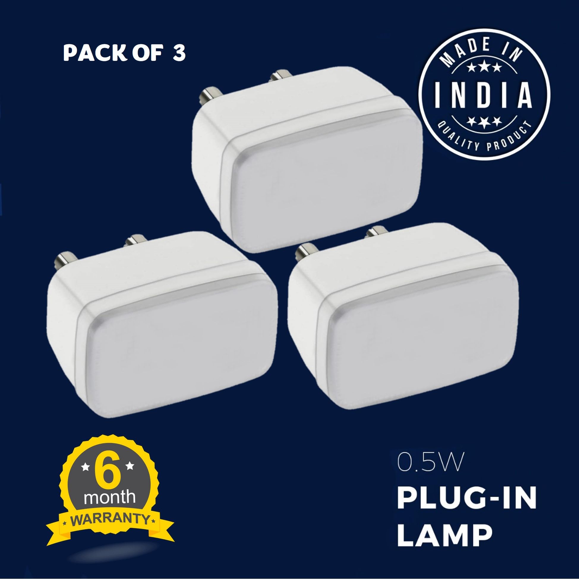 TARAMPRO Night Light Energy Saving LED Lamp Nightlight for Children Kids Elderly Bedroom (Warm White (Pack of 3))