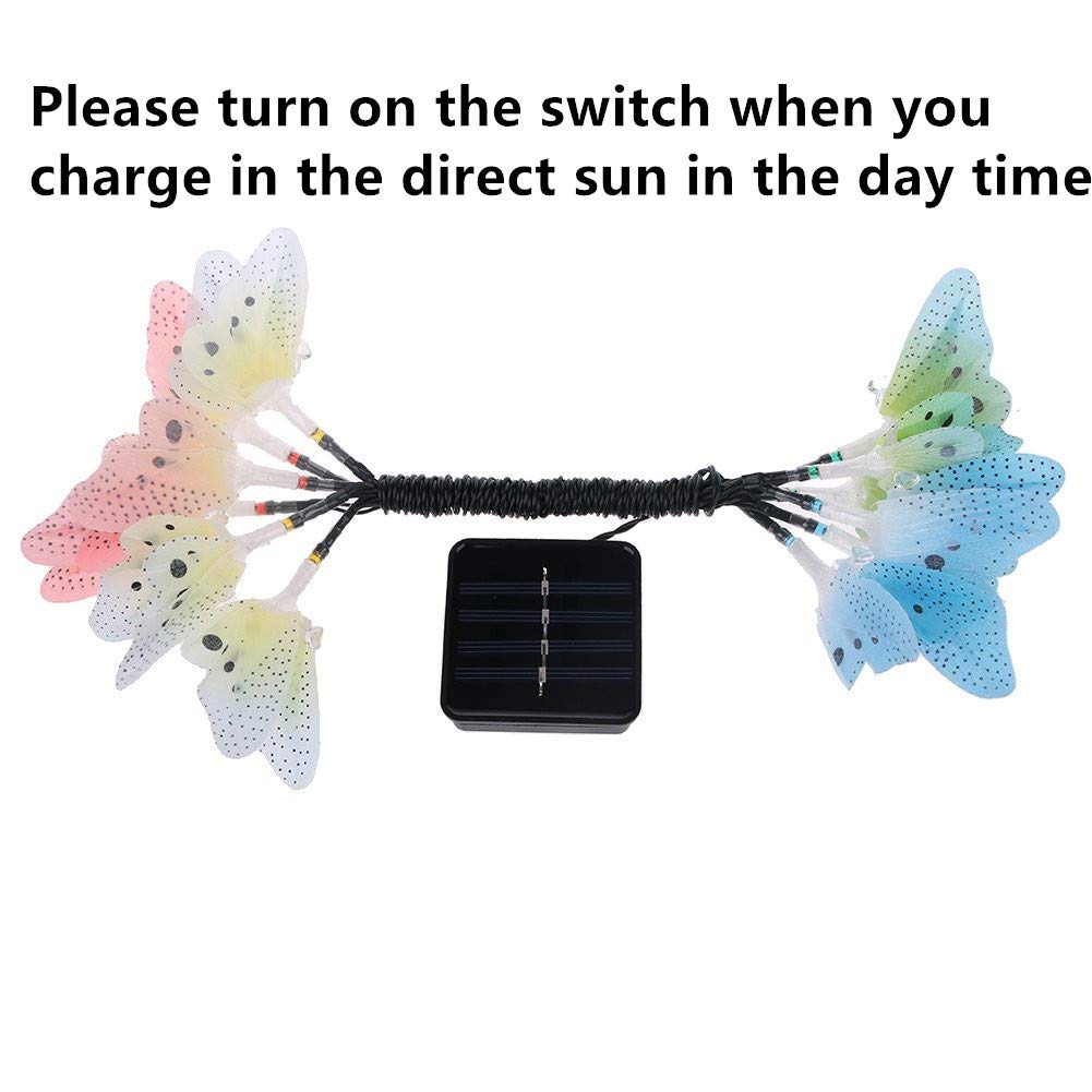 Berocia Solar Butterfly String Lights, 12 LED Waterproof, Model GL-10955, Outdoor Indoor Decoration
