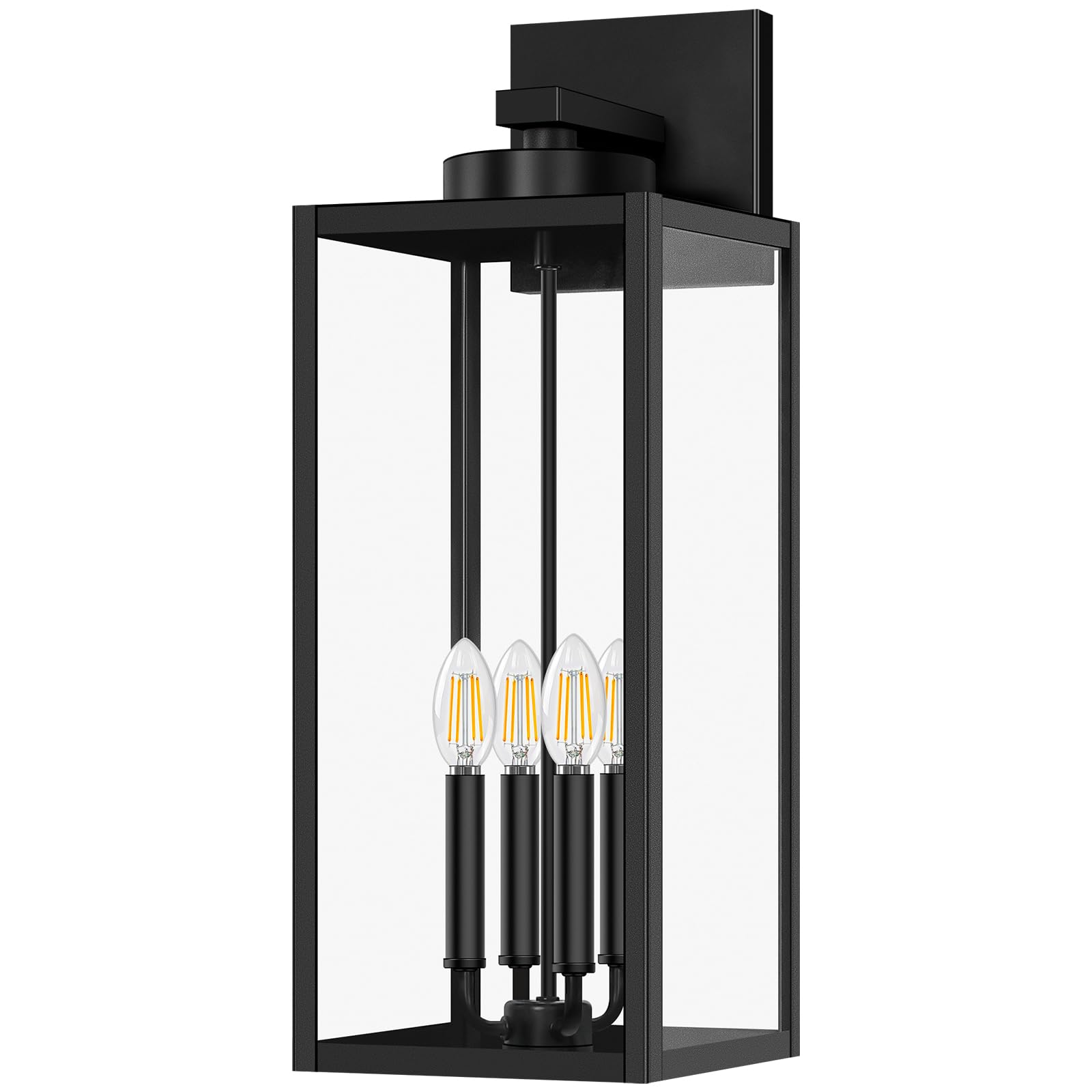 BesLowe Outdoor Wall Light Fixture, 23.9in Waterproof Porch Sconce, Black, Metal, Model 21128