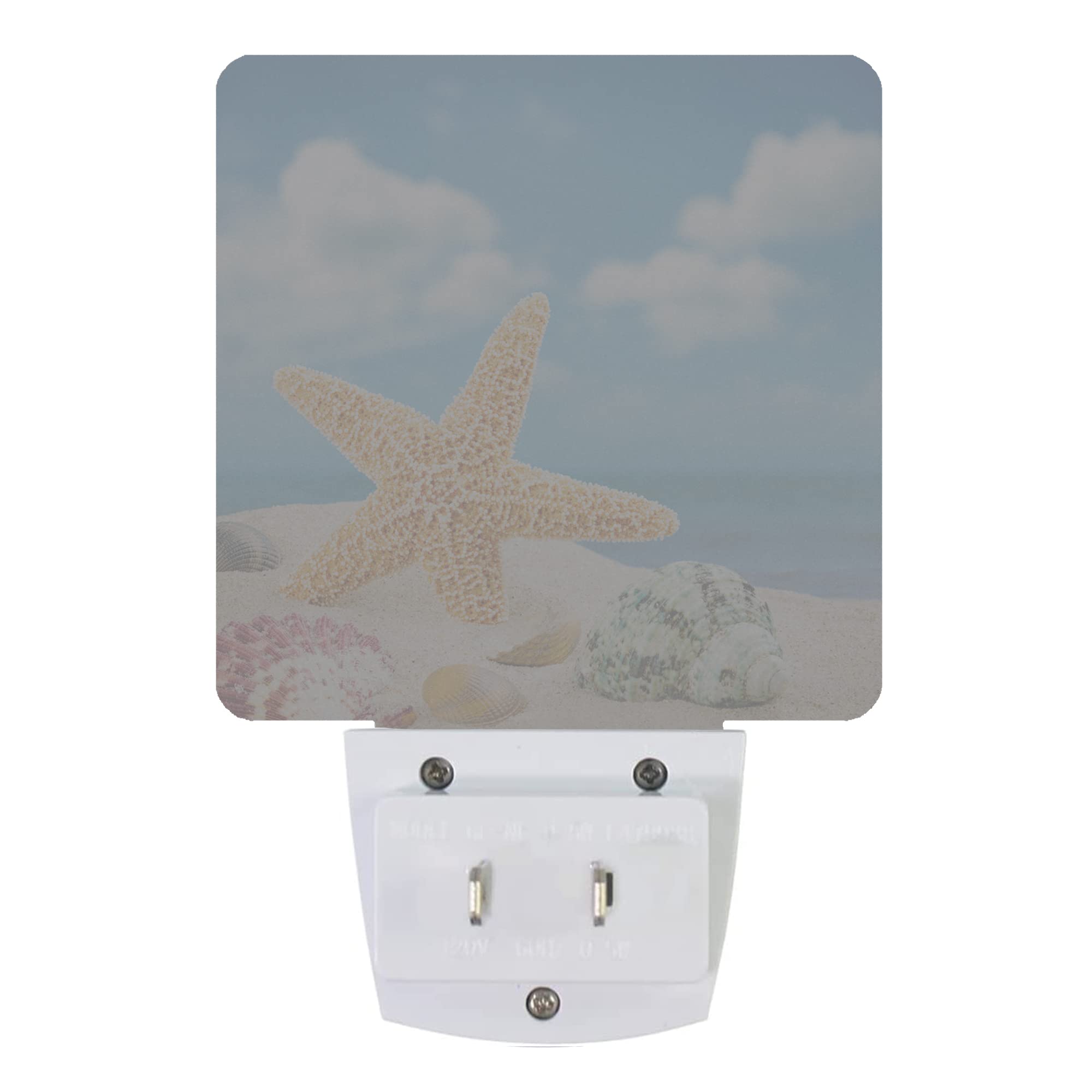 Smoaffly LED Night Light - Auto Sensor Dusk-to-Dawn Lamp for Nursery, Seashells Starfishes Beach Design, Model XD-FXYD-LST14