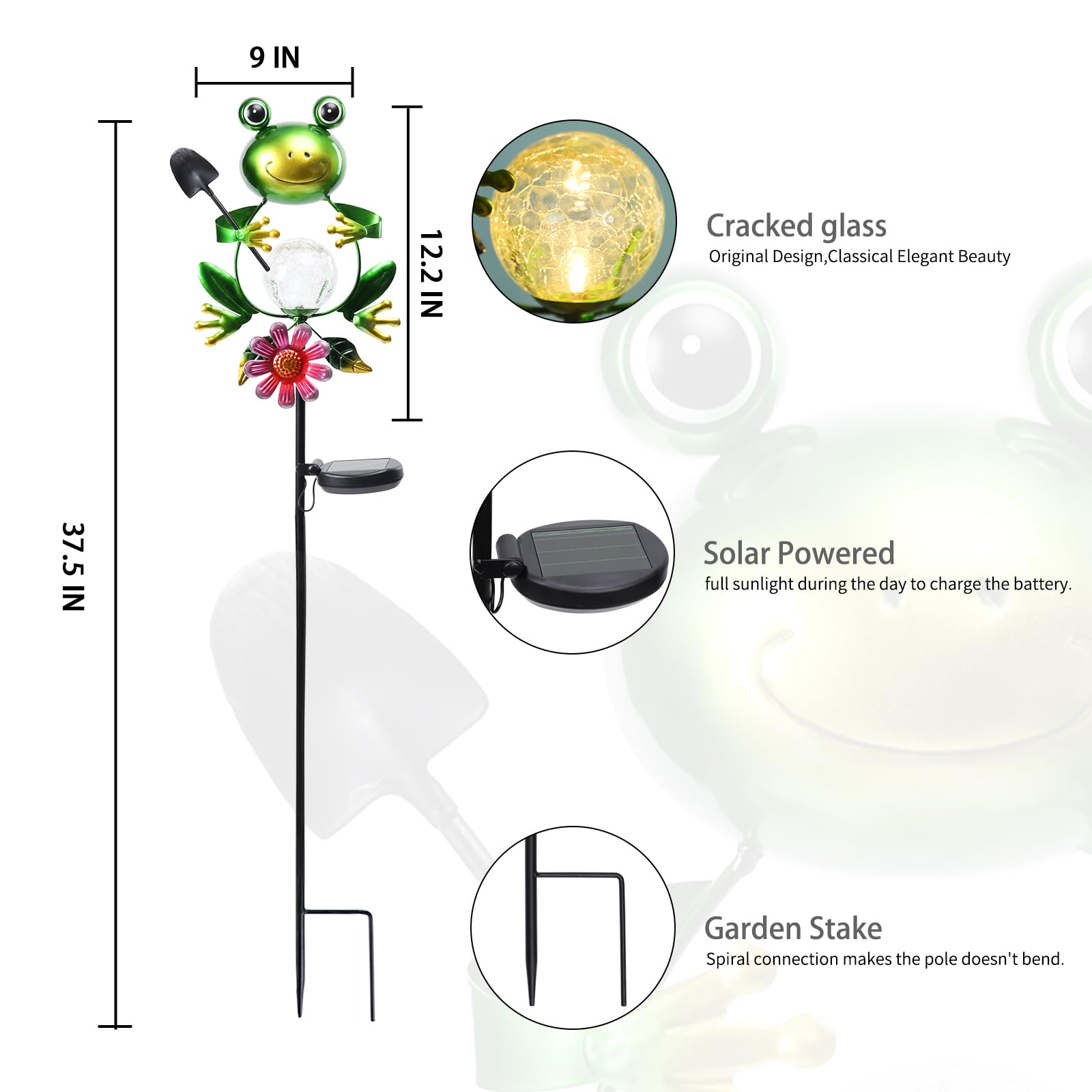 Bshine Frog Solar Light Outdoor Garden   ed Glass Metal Solar Garden Stakes For Pathway  Backyard Decoration  Yard Art  Lawn Ornaments  Frog Gifts For Women  Mom  Frog Lovers