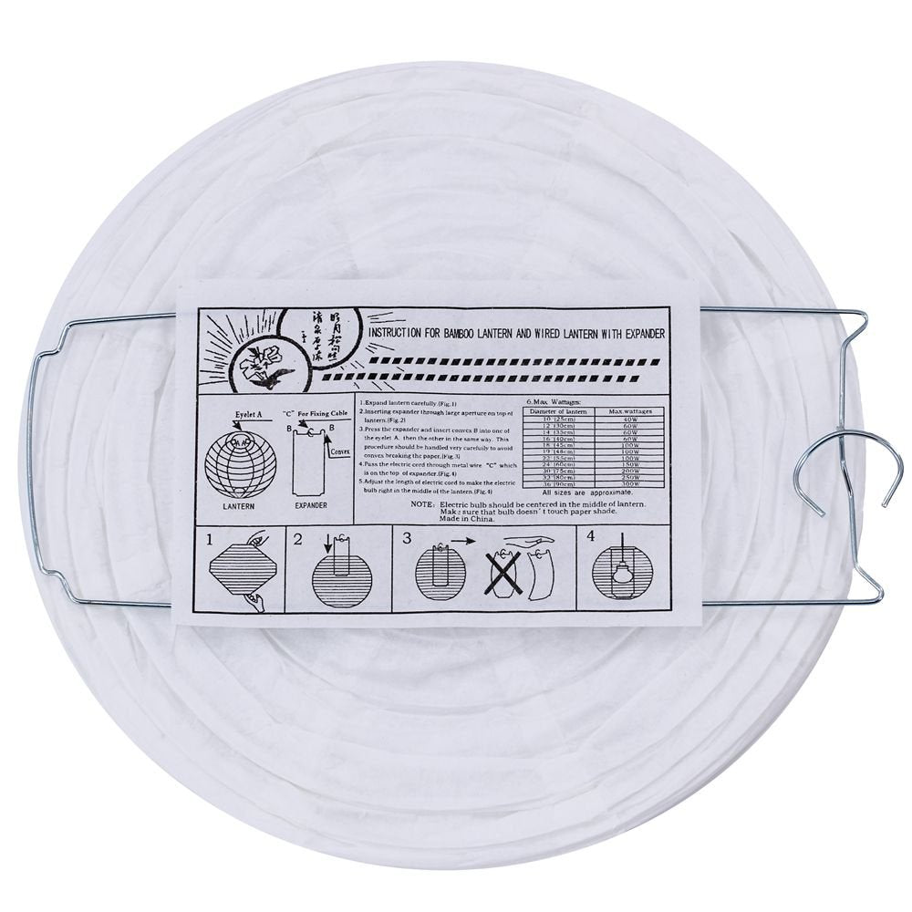 Supla 20 Pack White Paper Lanterns - Round Hanging Decorations For Weddings & Parties