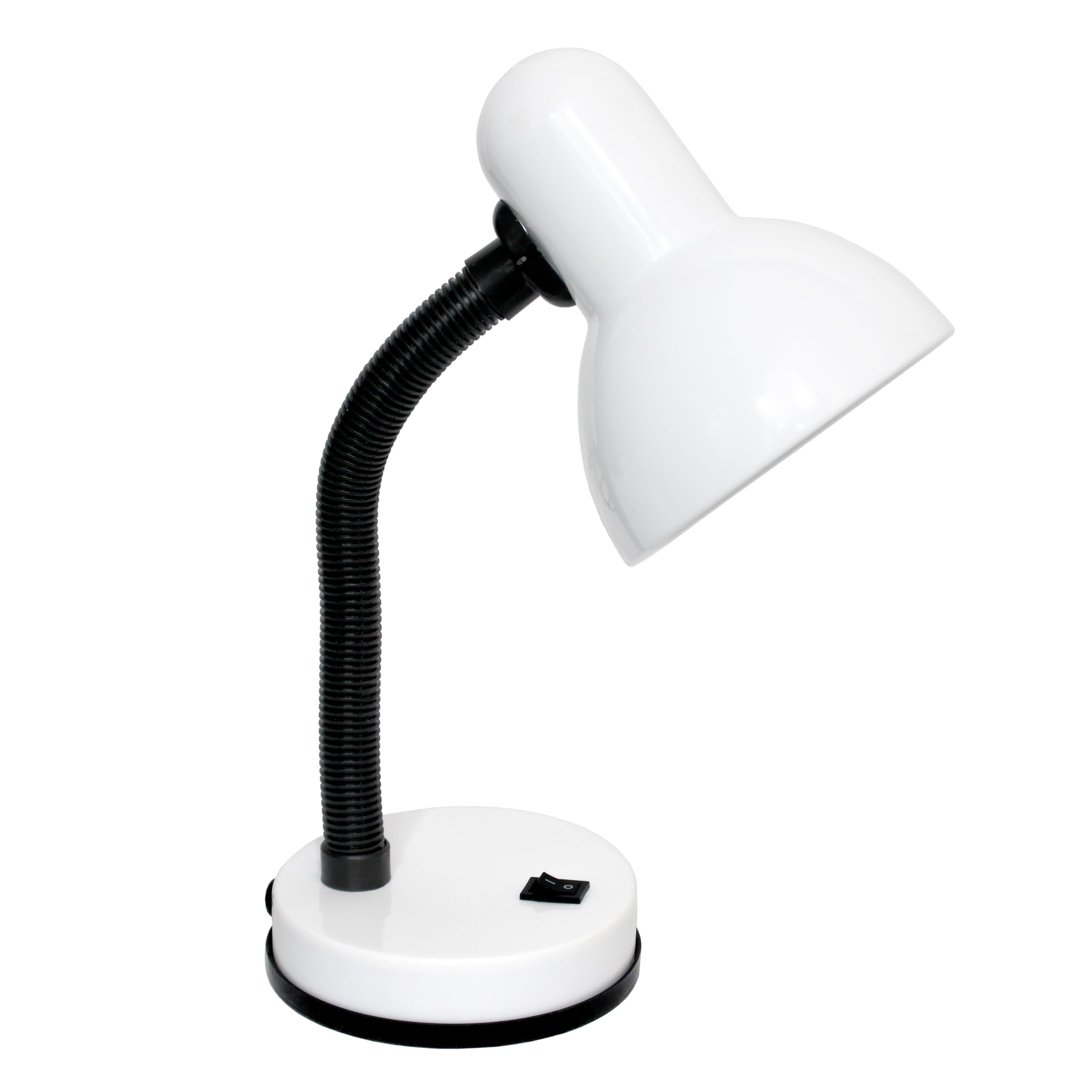 Simple Designs Ld1088-Wht 14.25'' Sleek And Sturdy Classic Gooseneck Study Desk Lamp, White
