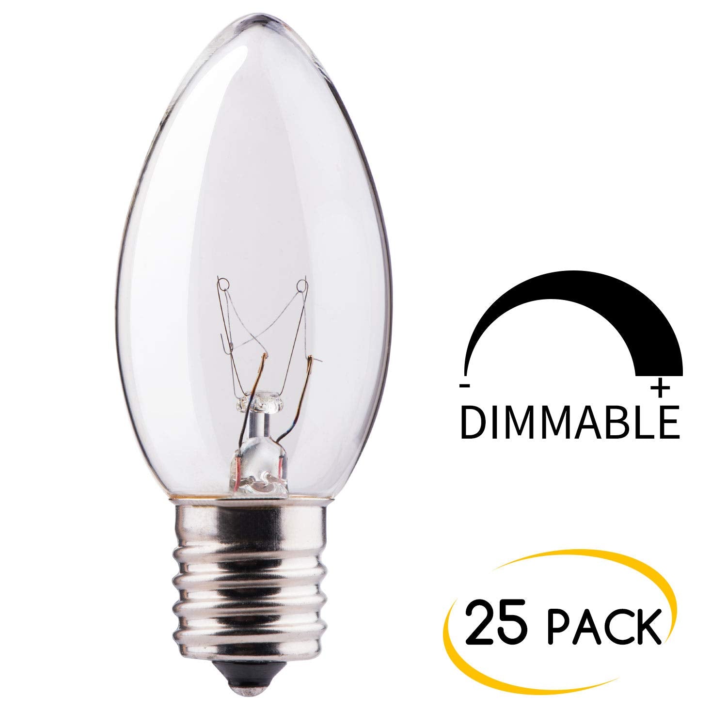 50 Pack C9 Clear Replacement Bulbs for Christmas Lights, E17 C9 Intermediate Base Incandescent C9 Christmas Light Bulbs, 7 Watt,