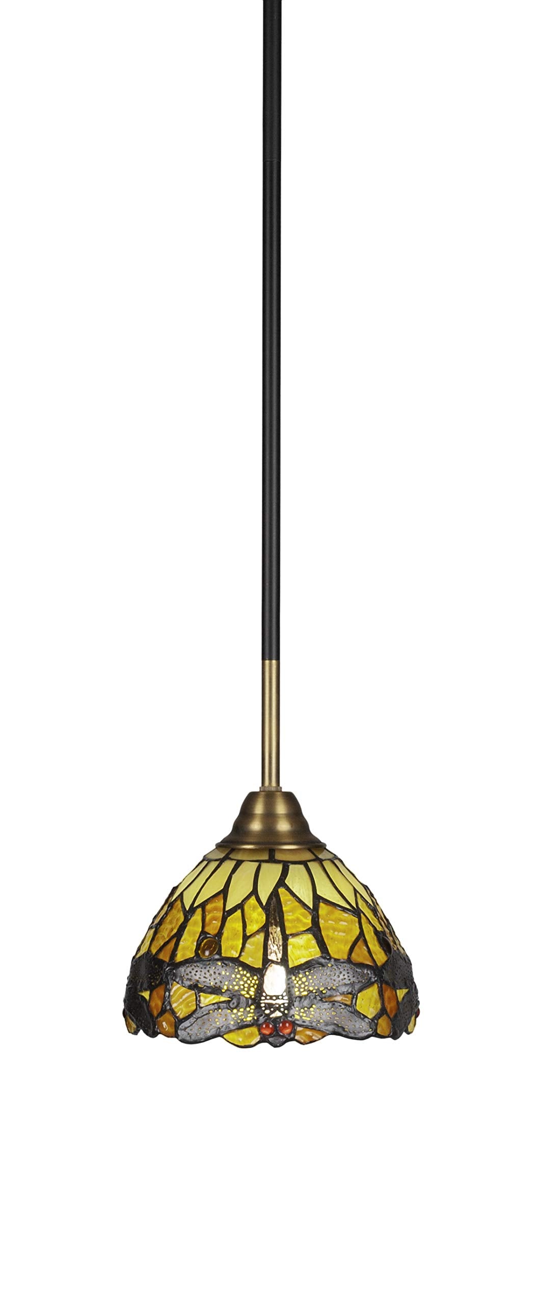 Toltec Lighting Paramount 1 Light Mini Pendant in Matte Black & Brass (3401-MBBR-9465)