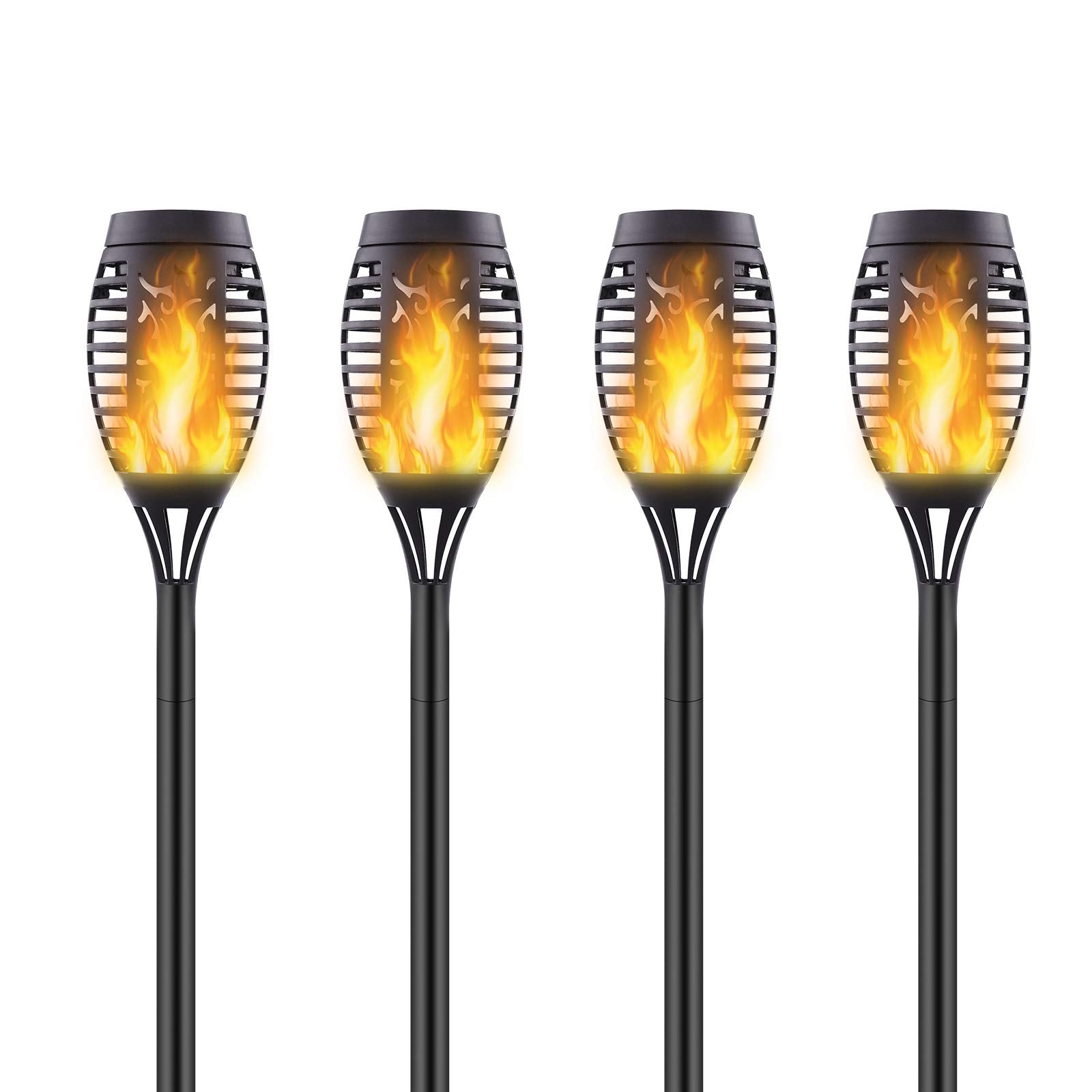 Permande 4 Pack Upgraded Solar Lights Outdoor, Mini Solar Torch Lights with Flickering Flames, Waterproof Landscape Decoration D