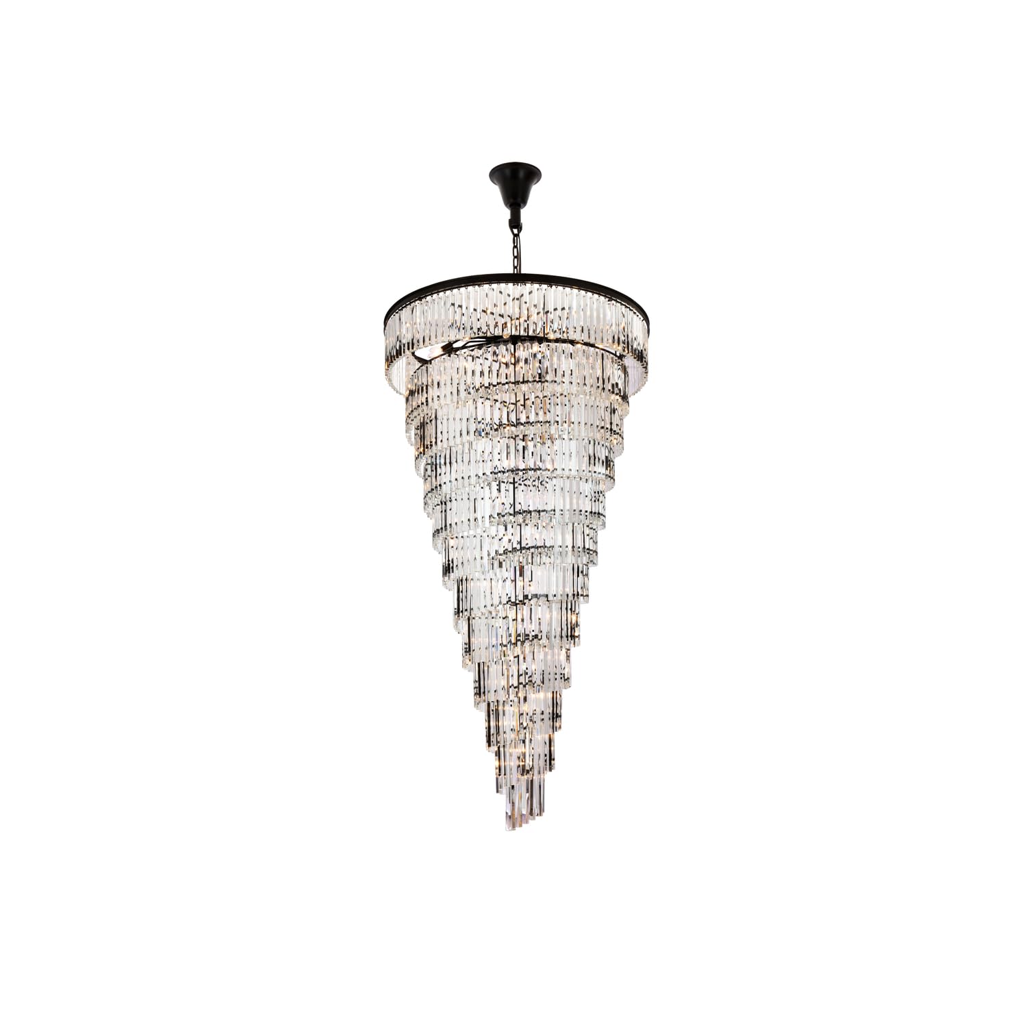 Elegant Lighting Sydney 48" Metal/Crystal Chandelier in Matte Black/Clear