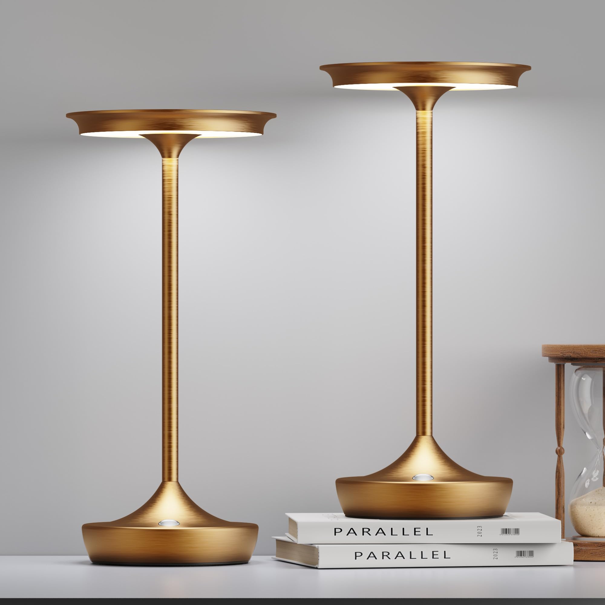 Shangcai 2 Pack Led Rechargeable Cordless Table Lamps, Portable Outdoor Battery Operated Table Light 3 Color Stepless Dimming Ta