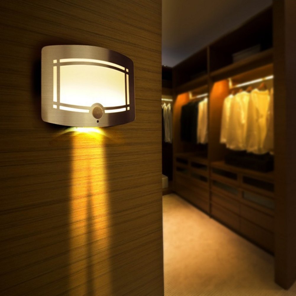 SUNNIOR Motion Sensor Wall Lamps Battery Operated Wall Sconce Dimmable Wall Light One Pack Perfect for Hallway Stairway Closet L